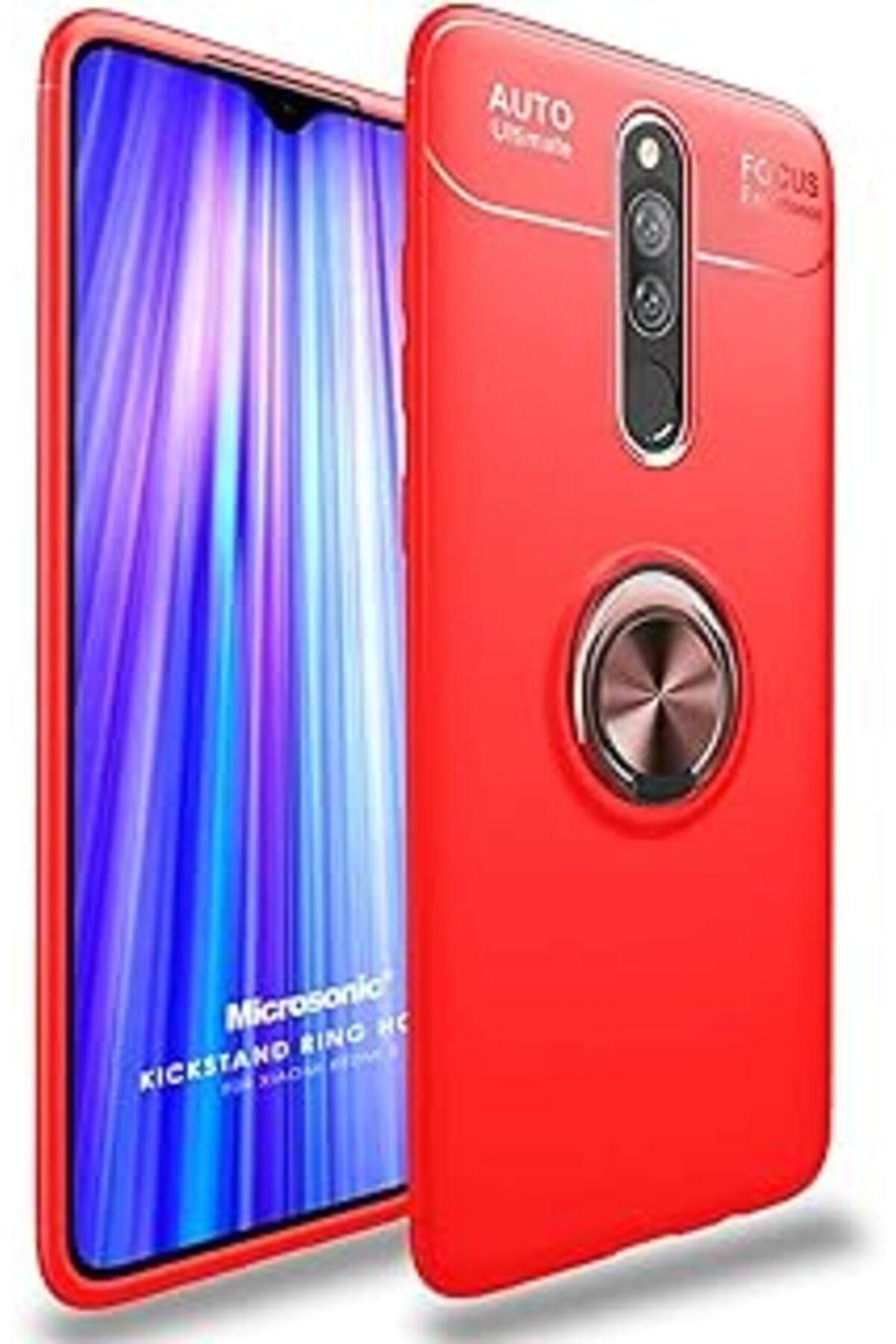 EDALKILIÇ Mi Redmi 8 Için Kılıf Kickstand Ring Kırmızı [Redmi 8 Ile Uyumlu Kılıf - Kırm