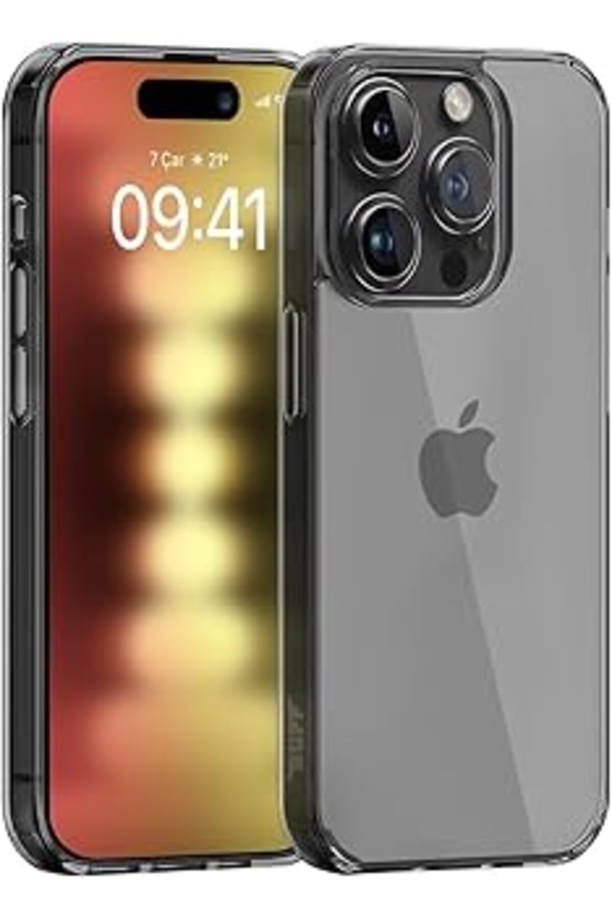 feifei Buff, Iphone 15 Pro Ile Uyumlu (6.Inç) Air Hybrid Darbe Emici Tpu Ve Pc Şeffaf Kılıf, Smoke Black