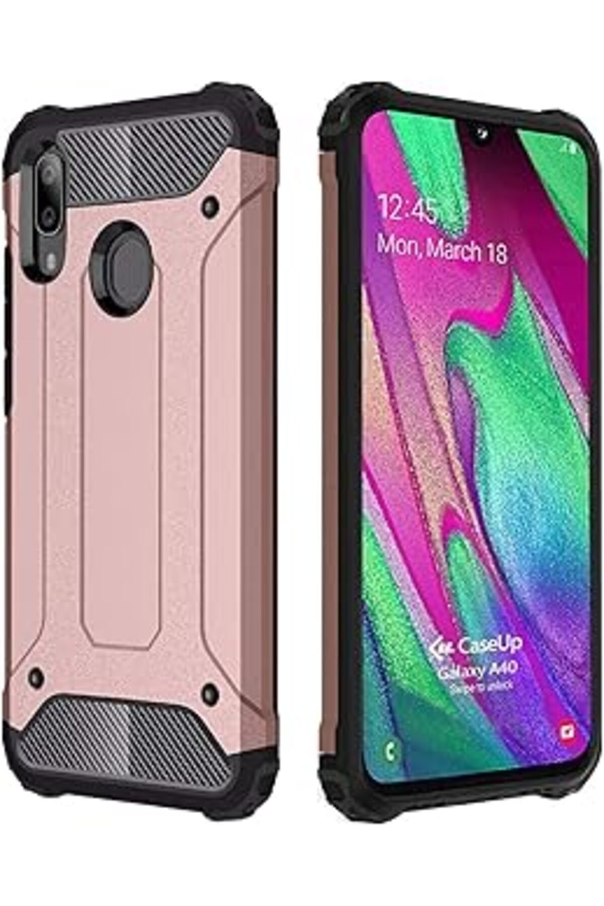 feifei Caseup Galaxy A40 Uyumlu Kılıf, Caseup Tank Rose