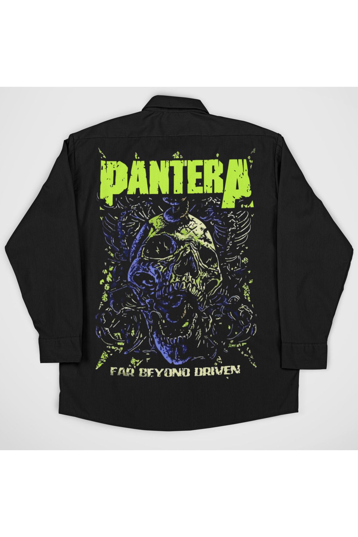 SEVBANO Tasarım Pantera Müzik Grubu Baskılı Unisex Rock Metal Cepli Gömlek