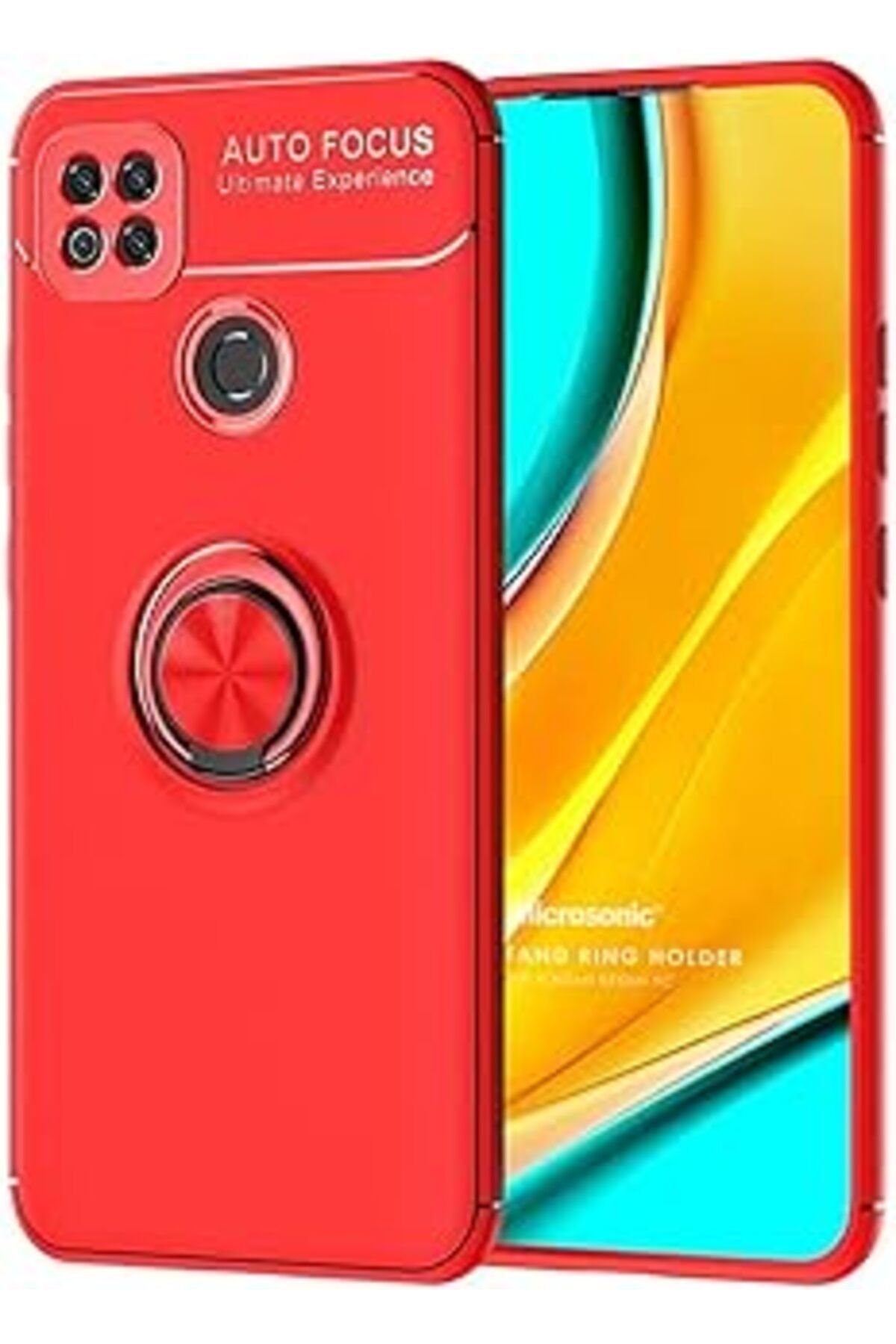 EDALKILIÇ Mi Redmi 9C Için Kılıf Kickstand Ring Kırmızı [Redmi 9C Ile Uyumlu Kılıf - Kı