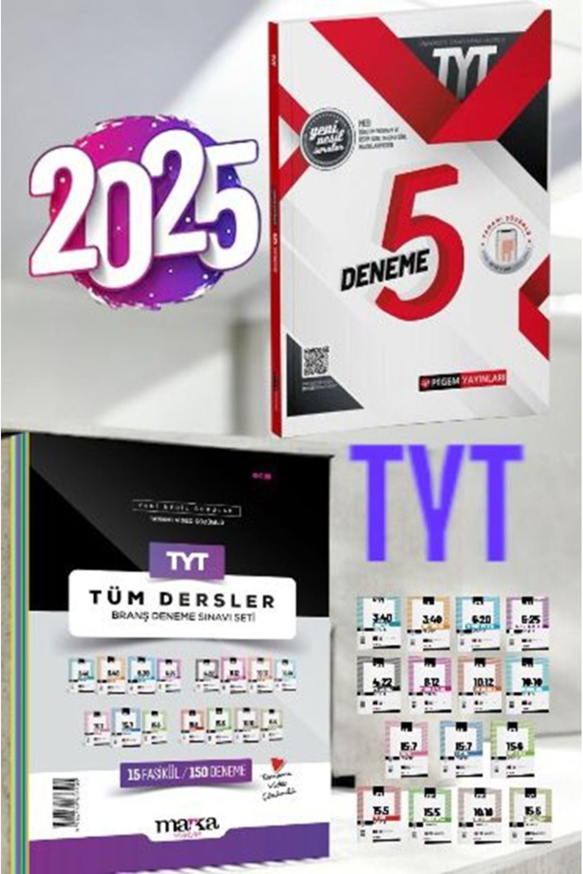 Pegem Akademi Yayıncılık 2025 TYT Tamamı Çözümlü 5 Deneme Sınavı-2025 TYT Tüm Dersler Deneme Sınavı 15 Fasikül 150 Deneme