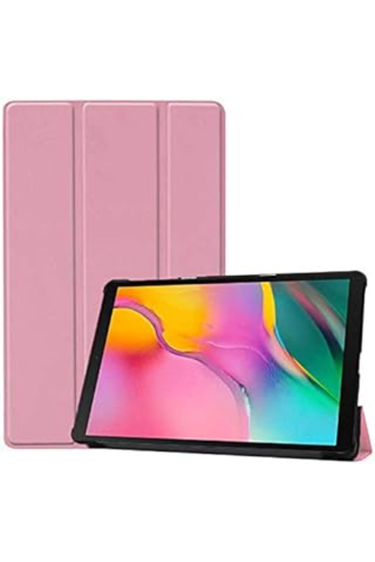 EDALKILIÇ Huawei T5 10 Inc İLe Uyumlu Smart Cover Standlı Kılıf Arkası Şeffaf Rose