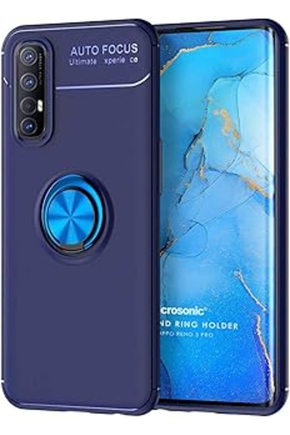 EDALKILIÇ Oppo Reno 3 Pro Için Kılıf Kickstand Ring Lacivert [Reno 3 Pro Ile Uyumlu Kılıf -