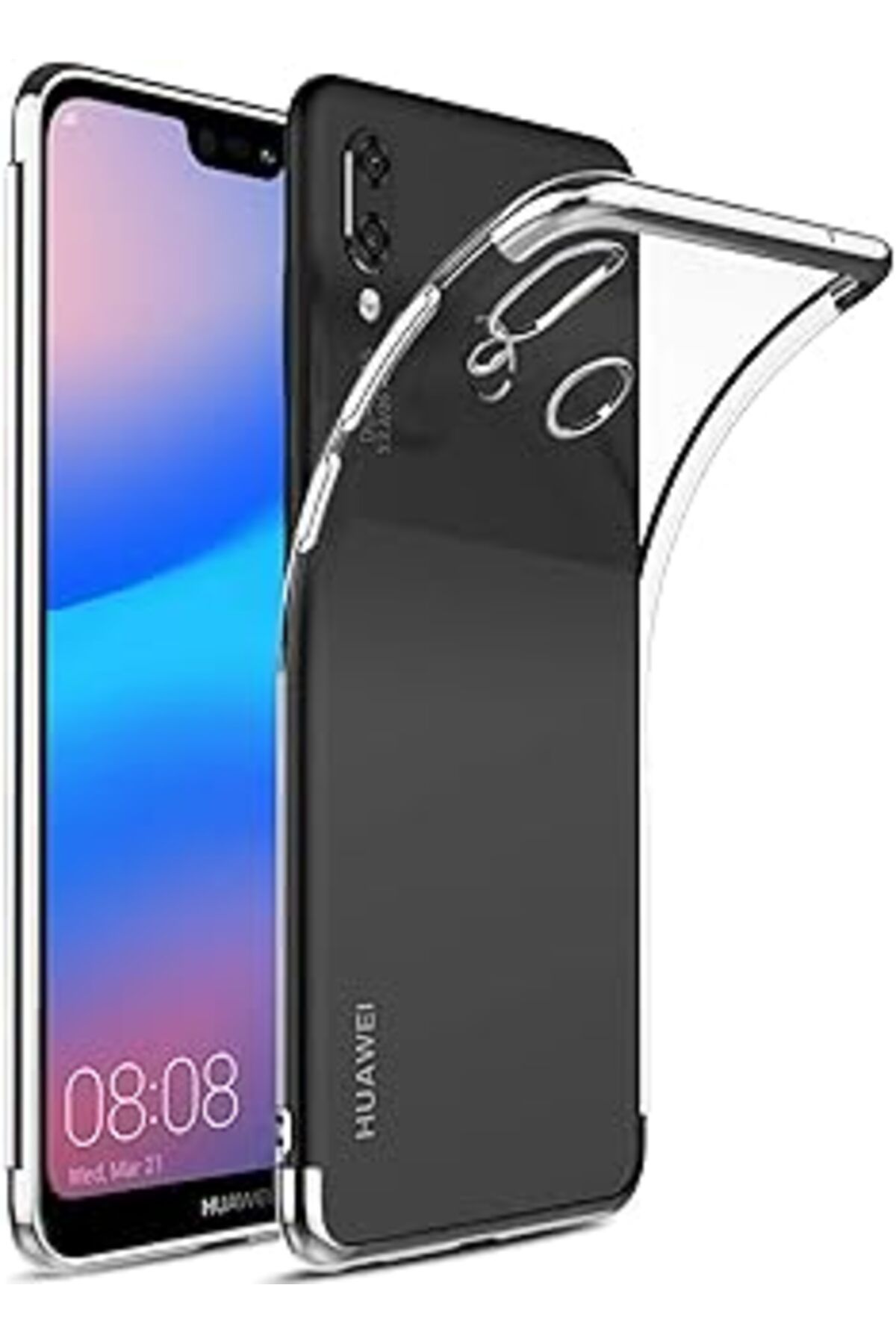 feifei Huawei P20 Lite Kılıf Skyfall Transparent Clear Gümüş