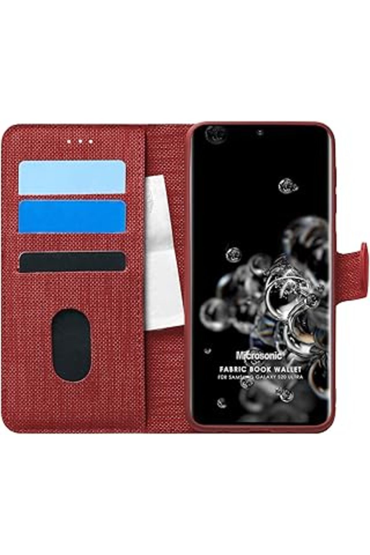 nerede bulurum Galaxy S20 Ultra Için Kılıf Fabric Book Wallet Kırmızı [Galaxy S20 Ultra Ile Uyu