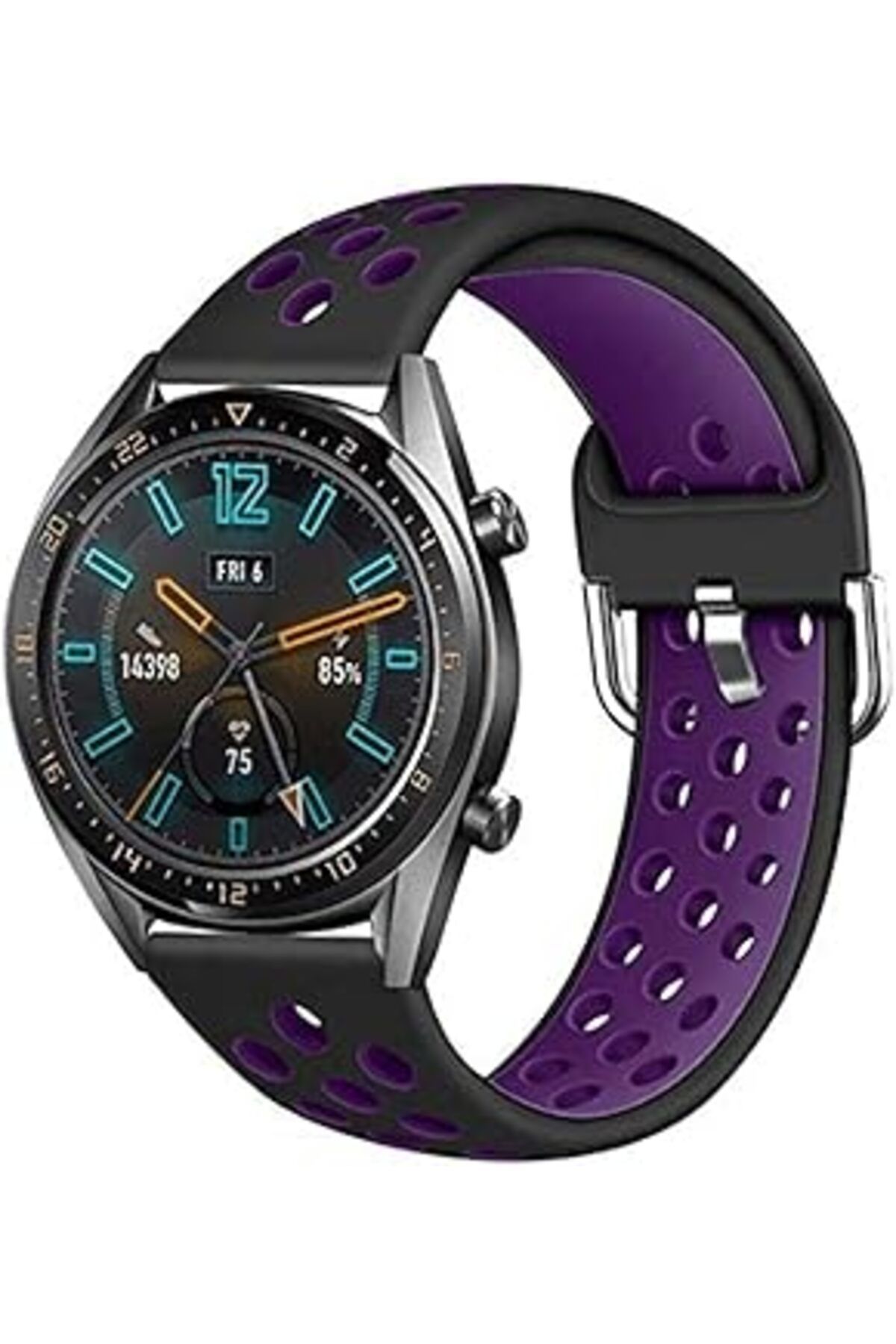 NZM TİCARET Kny 2125205174 Galaxy Gear S3 İÇin Delikli Renkli Spor Silikon Kordon-Kayış Siyah-Mor