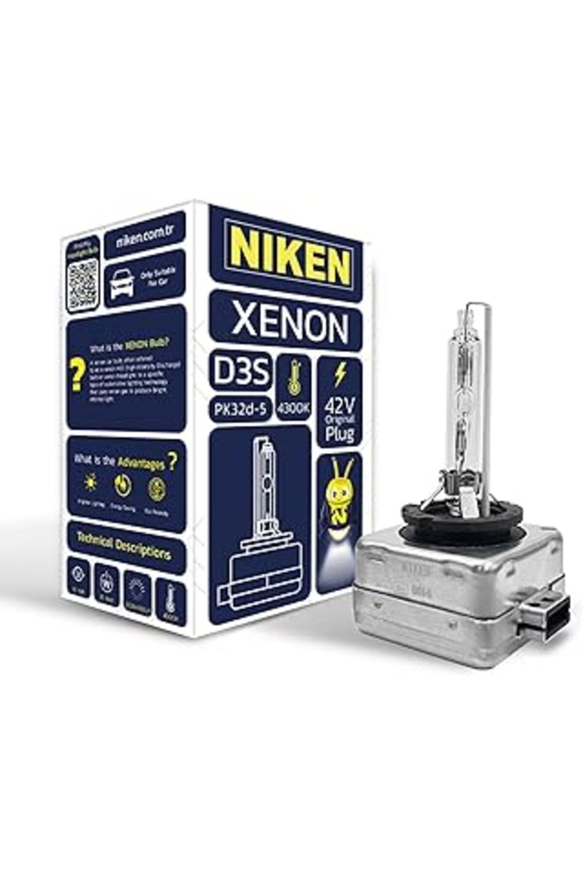 NZM TİCARET N D3S 4300K Gün Işığı Xenon Far Ampulü, 42V 35W Pk32D-5, 4300K