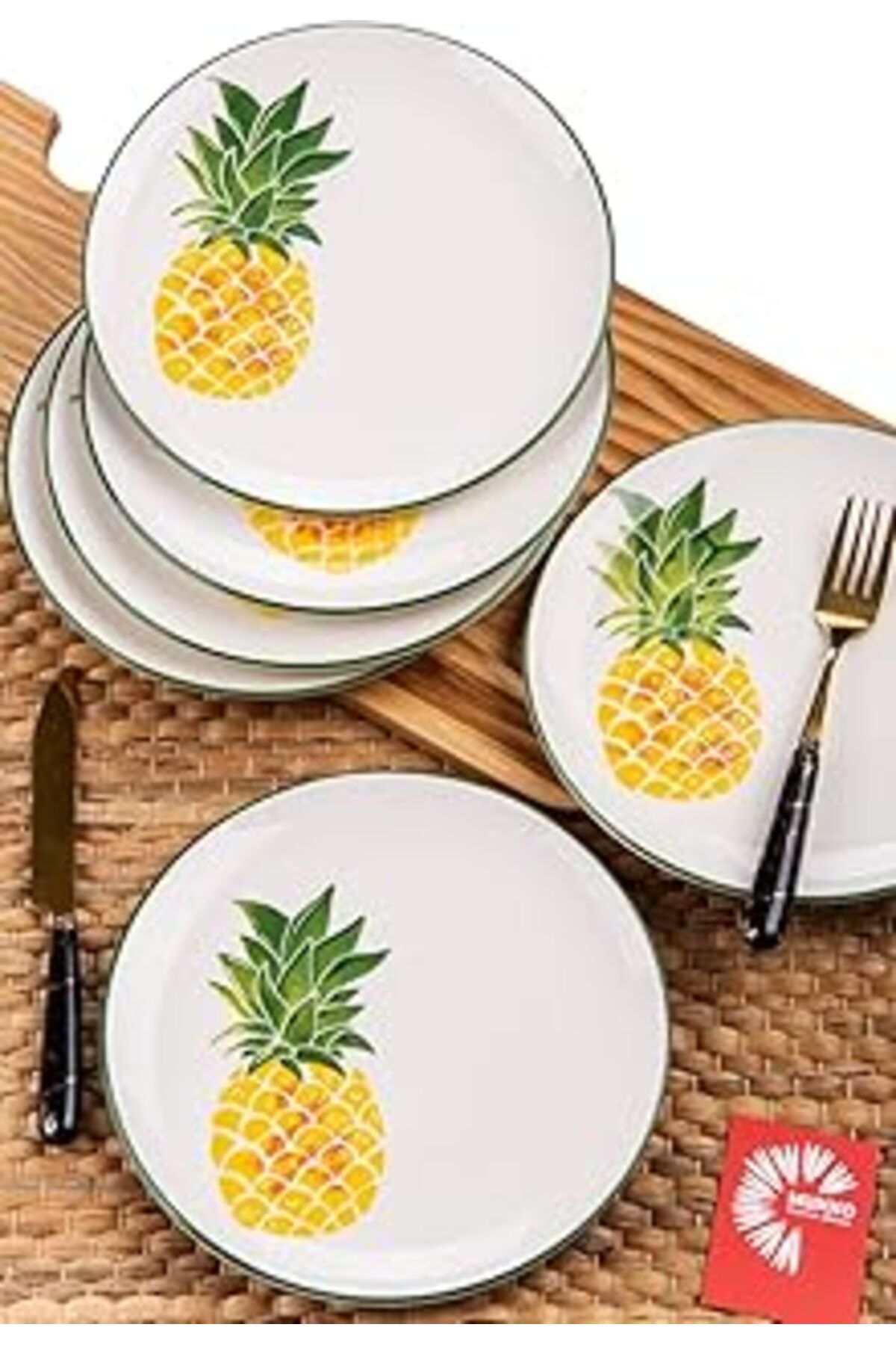 Epatim Ananas Dekorlu 21Cm 6'Li Pasta Tabaği