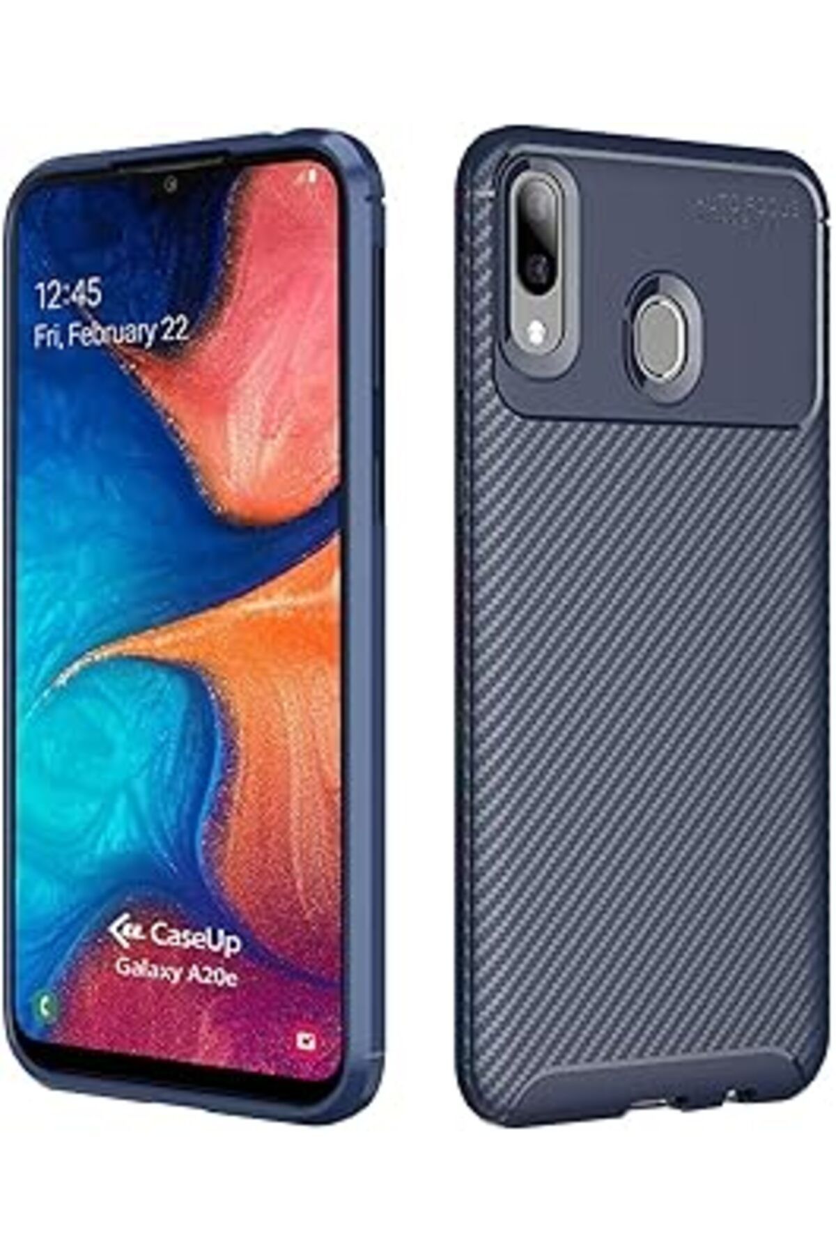 feifei Caseup Galaxy A20E Uyumlu Kılıf, Caseup Fiber Design Lacivert