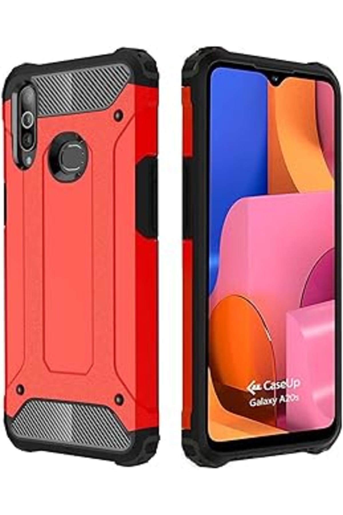 NZM TİCARET Caseup Galaxy A20S Uyumlu Kılıf, Caseup Tank Kırmızı