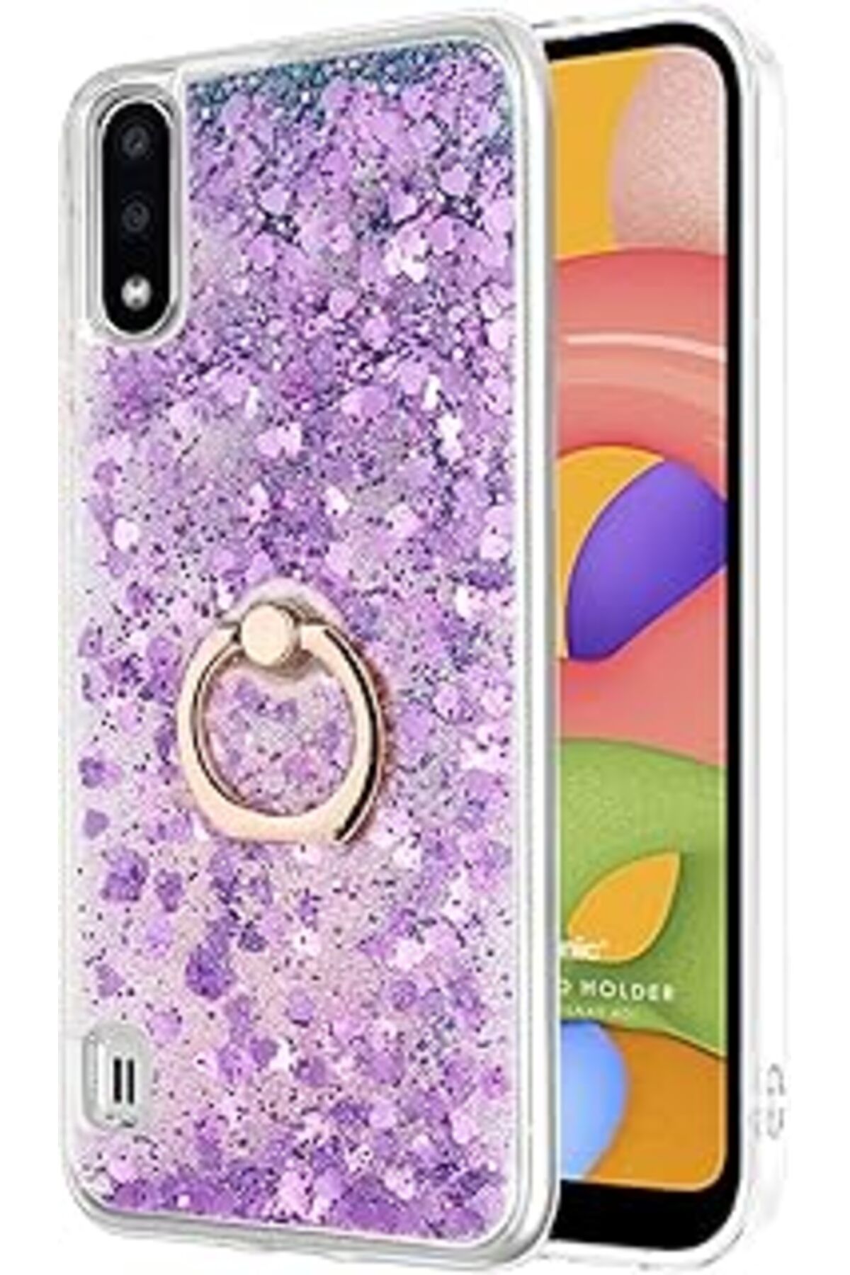 EDALKILIÇ Galaxy A01 Için Kılıf Glitter Liquid Mor [Galaxy A01 Ile Uyumlu Kılıf - M