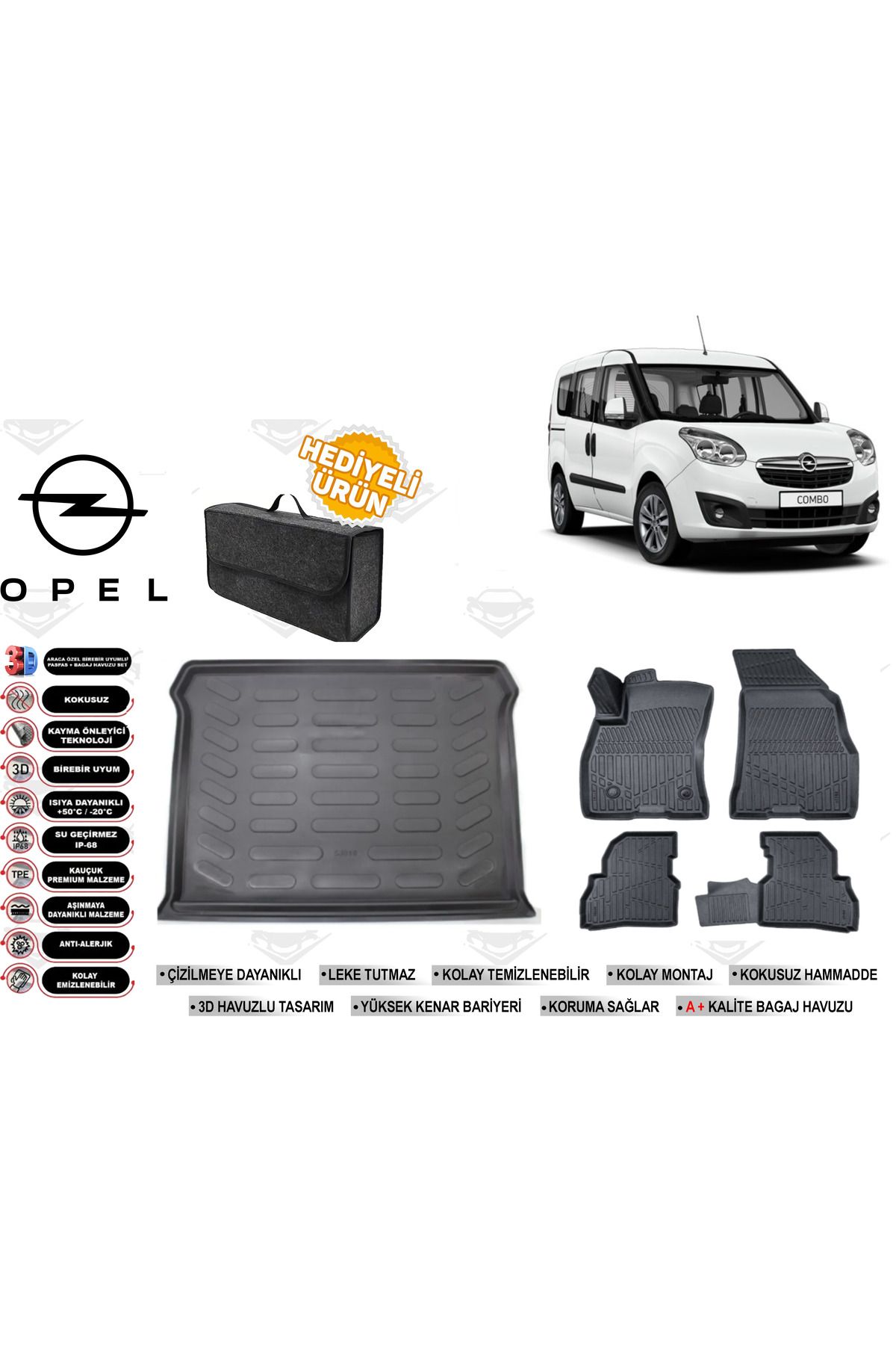 ko kaliteoto Opel Combo 2012 Model Bagaj Havuzu+Paspas Seti Maximum Serisi Hediyeli