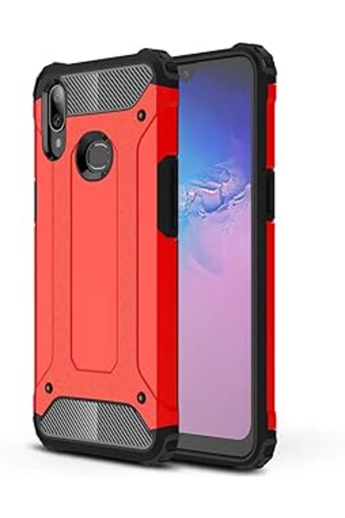 feifei Galaxy A10S Için Kılıf Rugged Armor Kırmızı [Galaxy A10S Ile Uyumlu Kılıf - Kırm