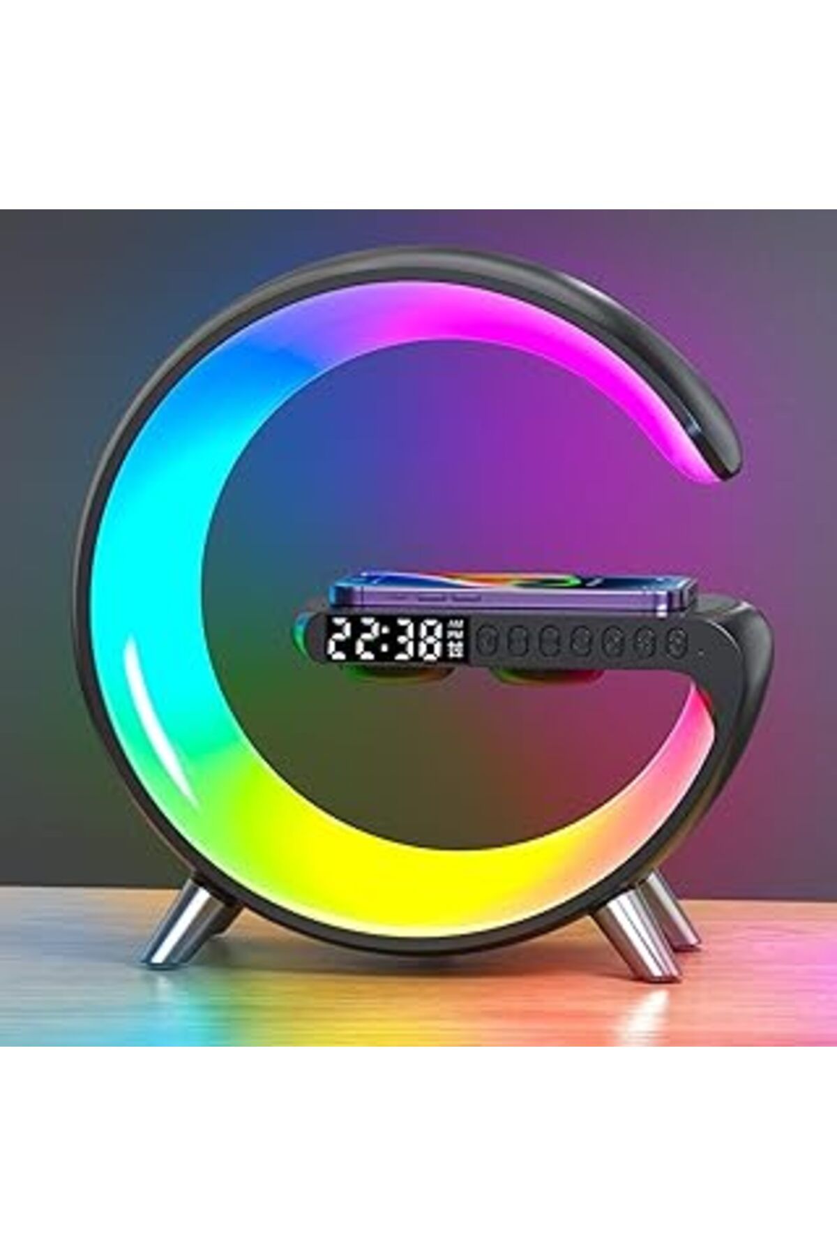 NZM TİCARET G Akıllı Işık Bluetooth Hoparlör Gökkuşağı 5W Hızlı Kablosuz Şarj Cihazı Rgb Işıklı Masa