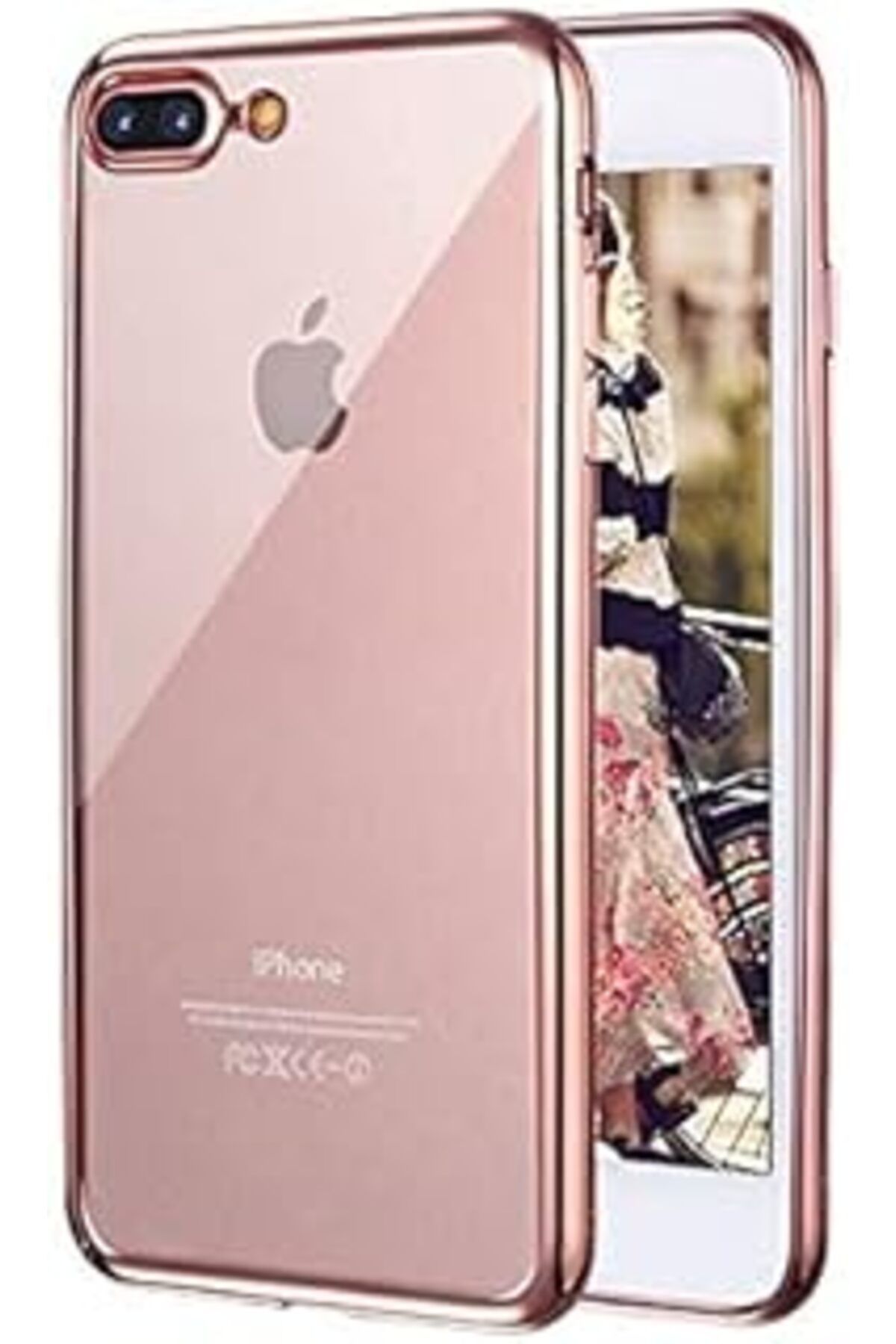 NZM TİCARET 13687 Iphone 8 Plus Kılıf Flexi Delux Rose, Altin