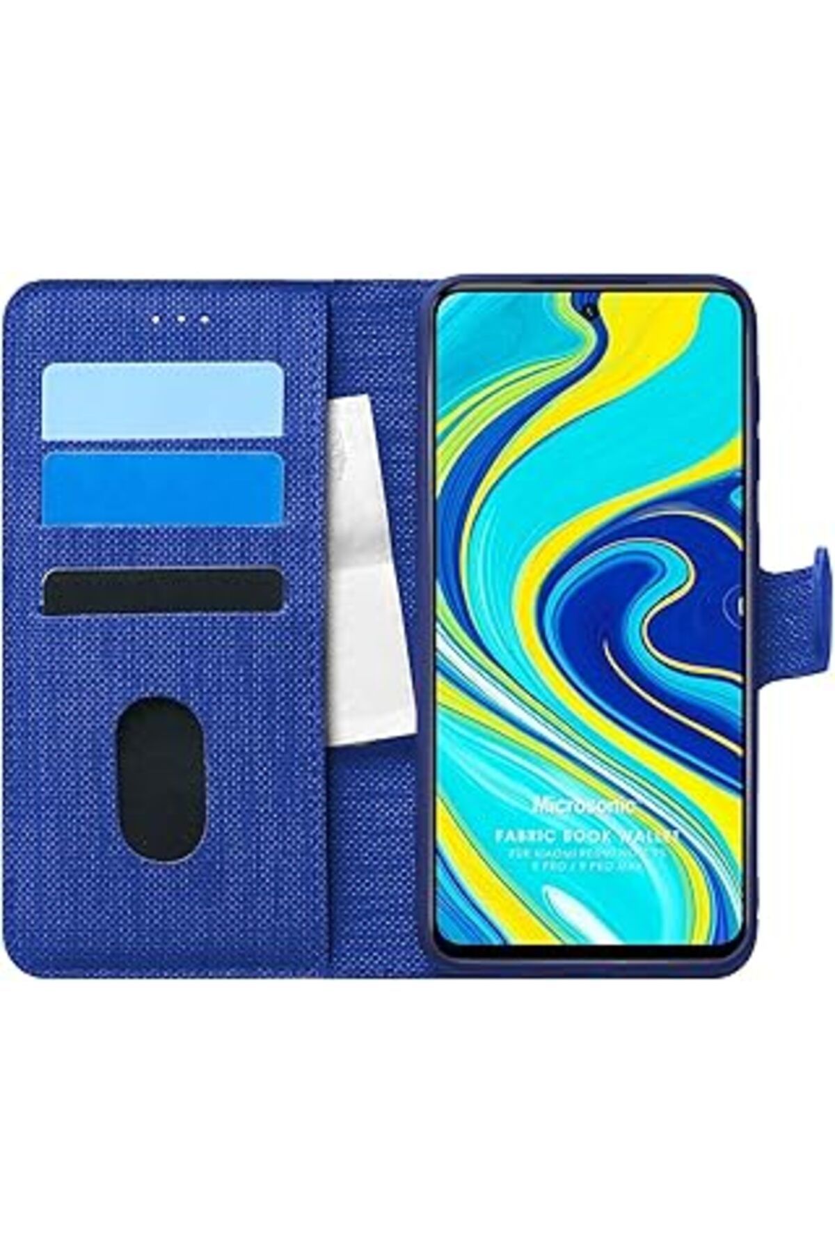 EDALKILIÇ Mi Redmi Note 9 Pro Max Için Kılıf Fabric Book Wallet Lacivert [Redmi Note 9 Pro Max