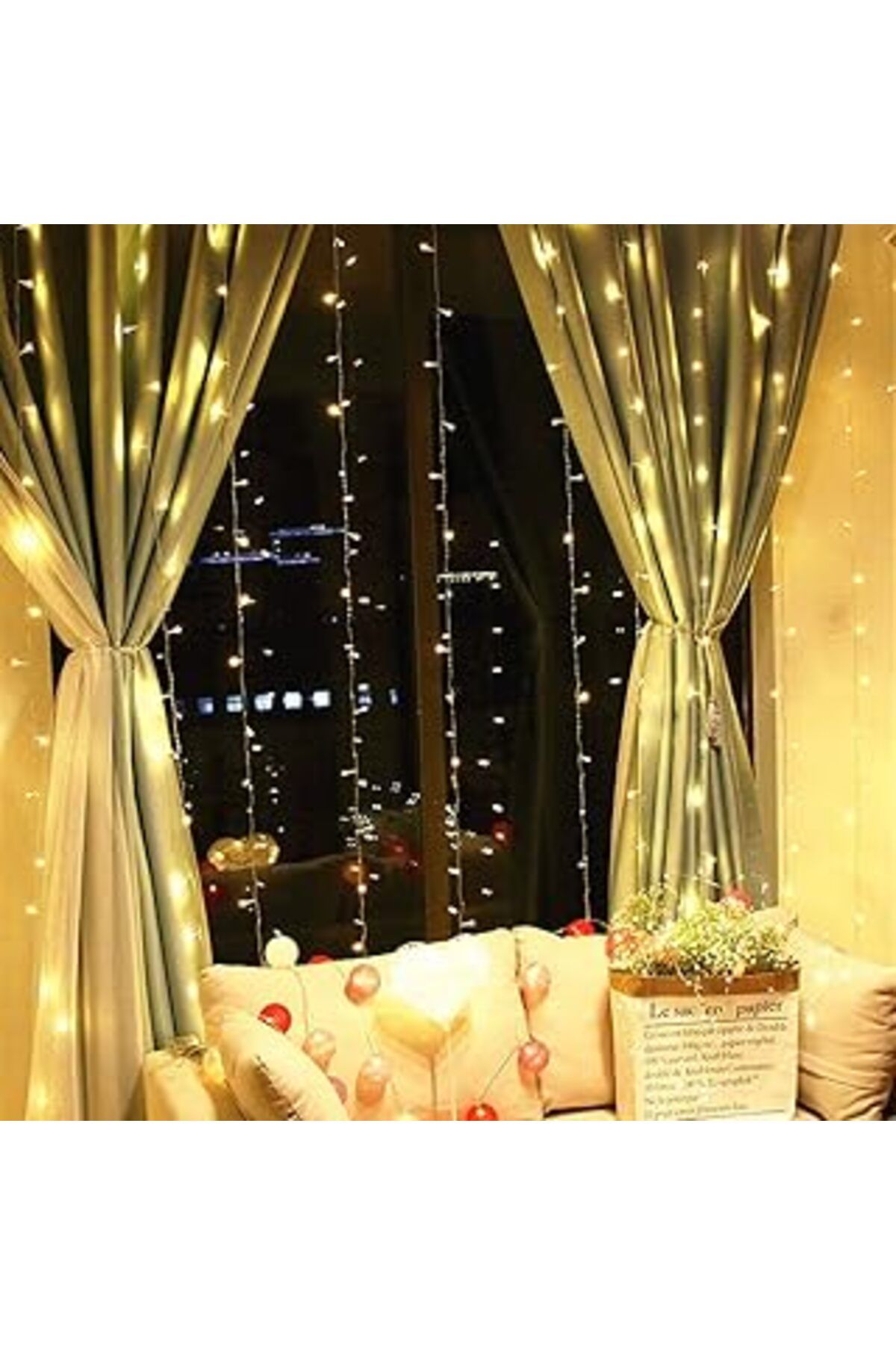 feifei Led Perde Işık Fişli Özel Günler Baby Shower Kutlama Doğumgünü Dekoratif 12 Saçaklı 216 L