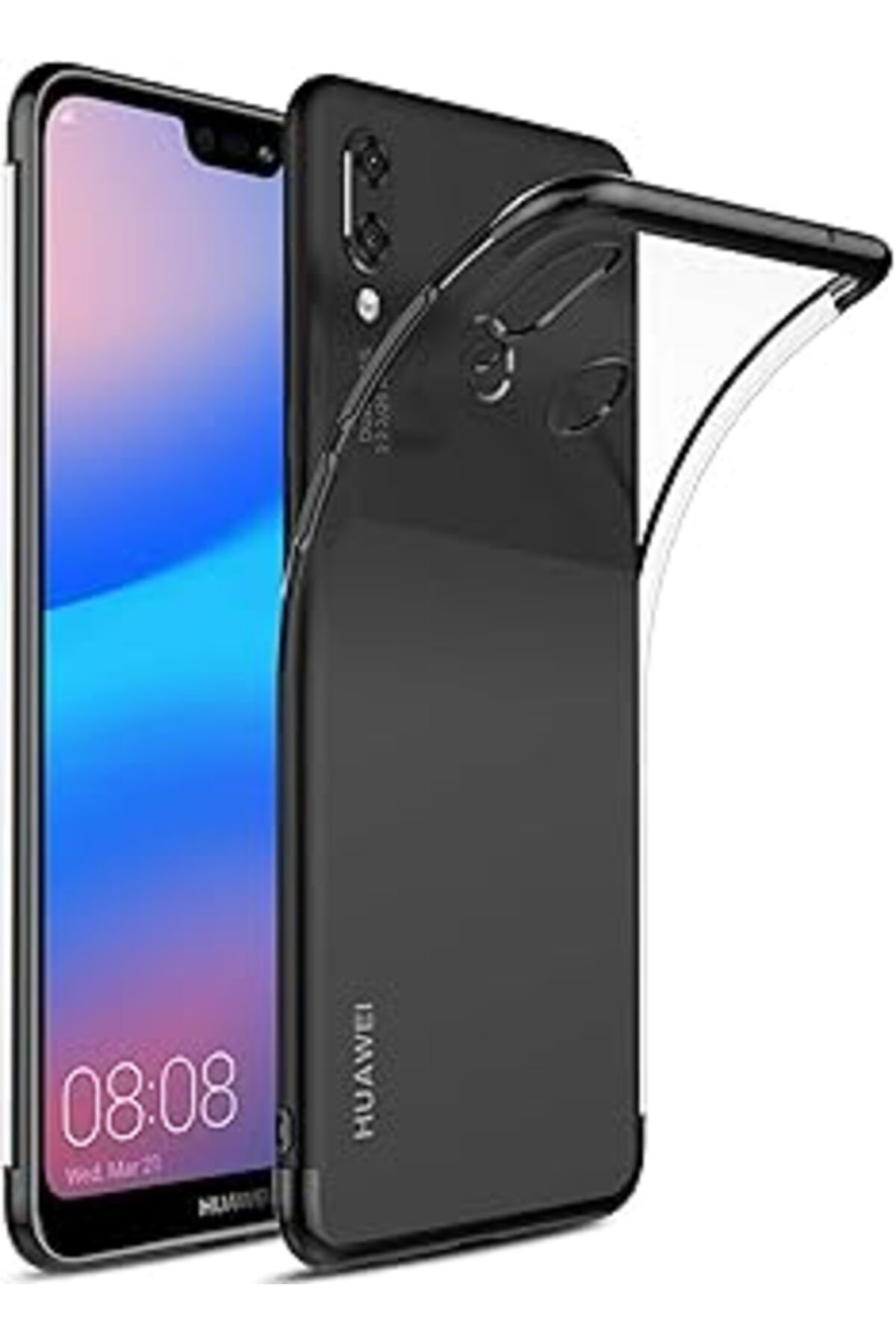 robotrend Huawei P20 Lite Kılıf Skyfall Transparent Clear Siyah