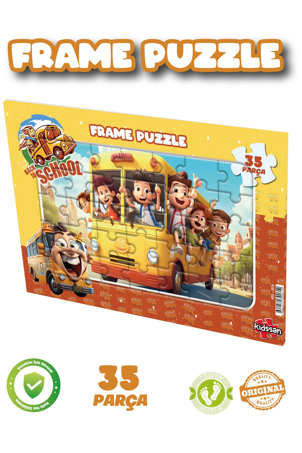 kidssan games FRAME PUZZLE 35 PARÇA ÇOCUK OYUNCAĞI OKUL OTOBÜSÜ  PUZZLE EĞİTİCİ MONTESORİ