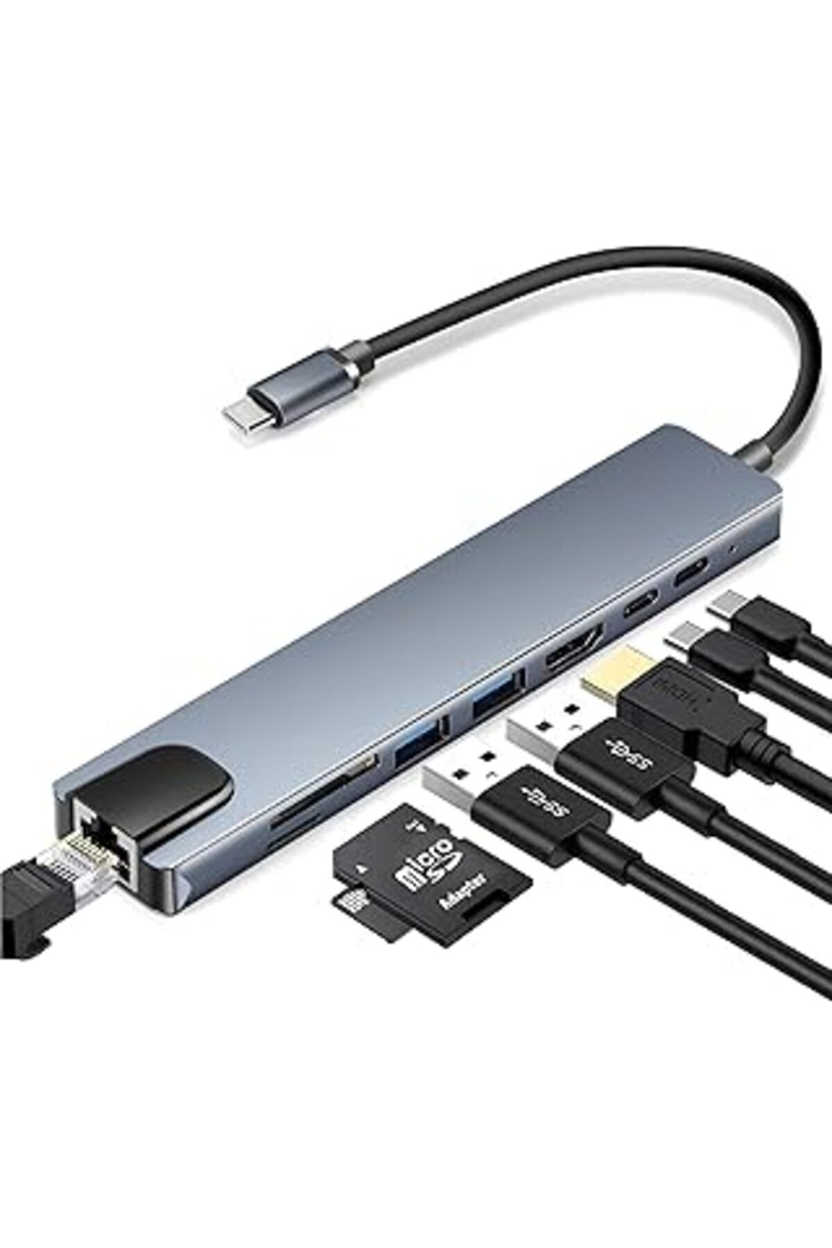 nerede bulurum Newpole Type C Hub (8 Port), 100W Pd Şarj Ve Veri Transfer Type-C Port 4K 30Hz Veya 1080P 60Hz Hdmi