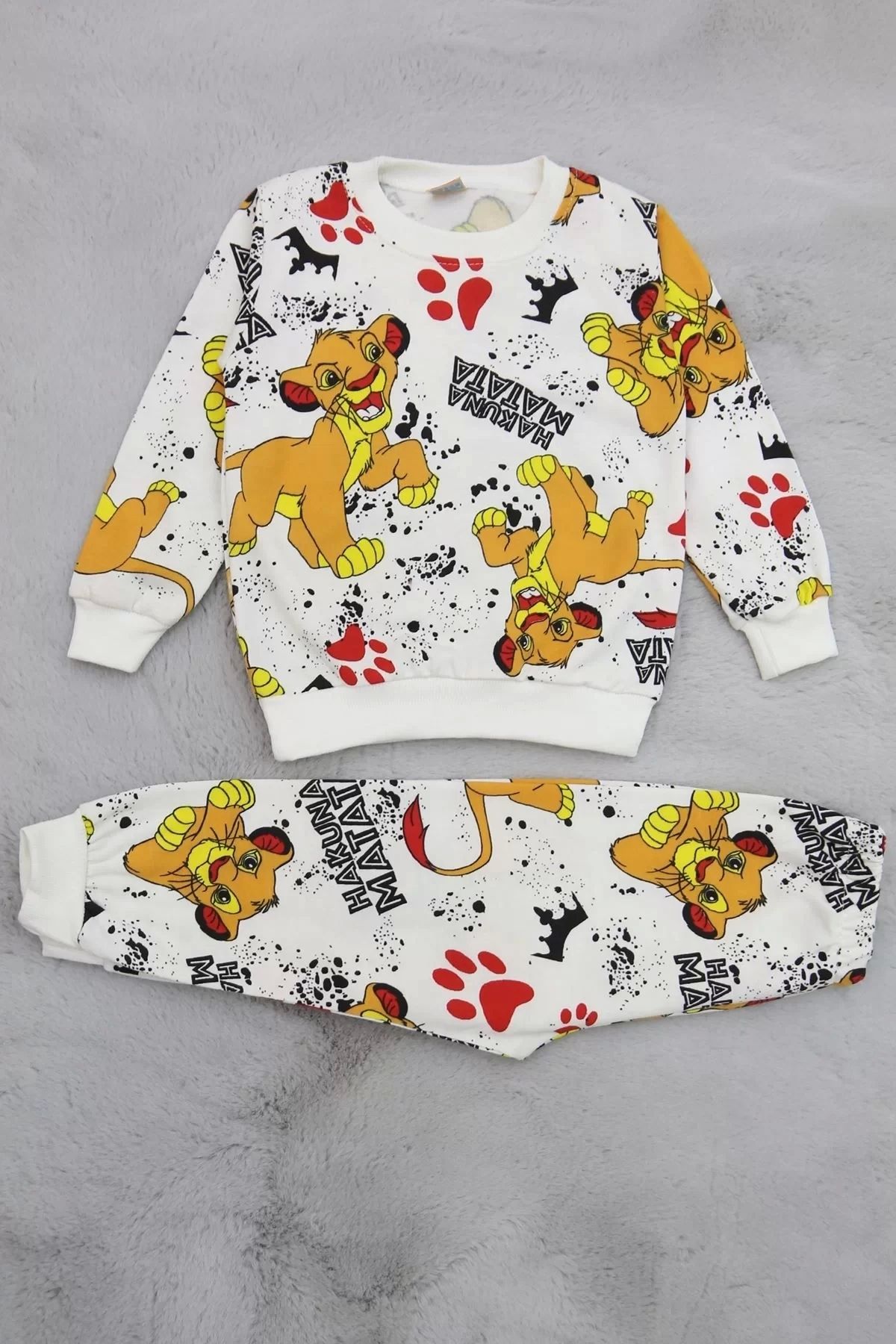 KAZAX 4-12 Yaş Şardonlu Çocuk Pijama Takımı Beyazsarı - 30183.904.