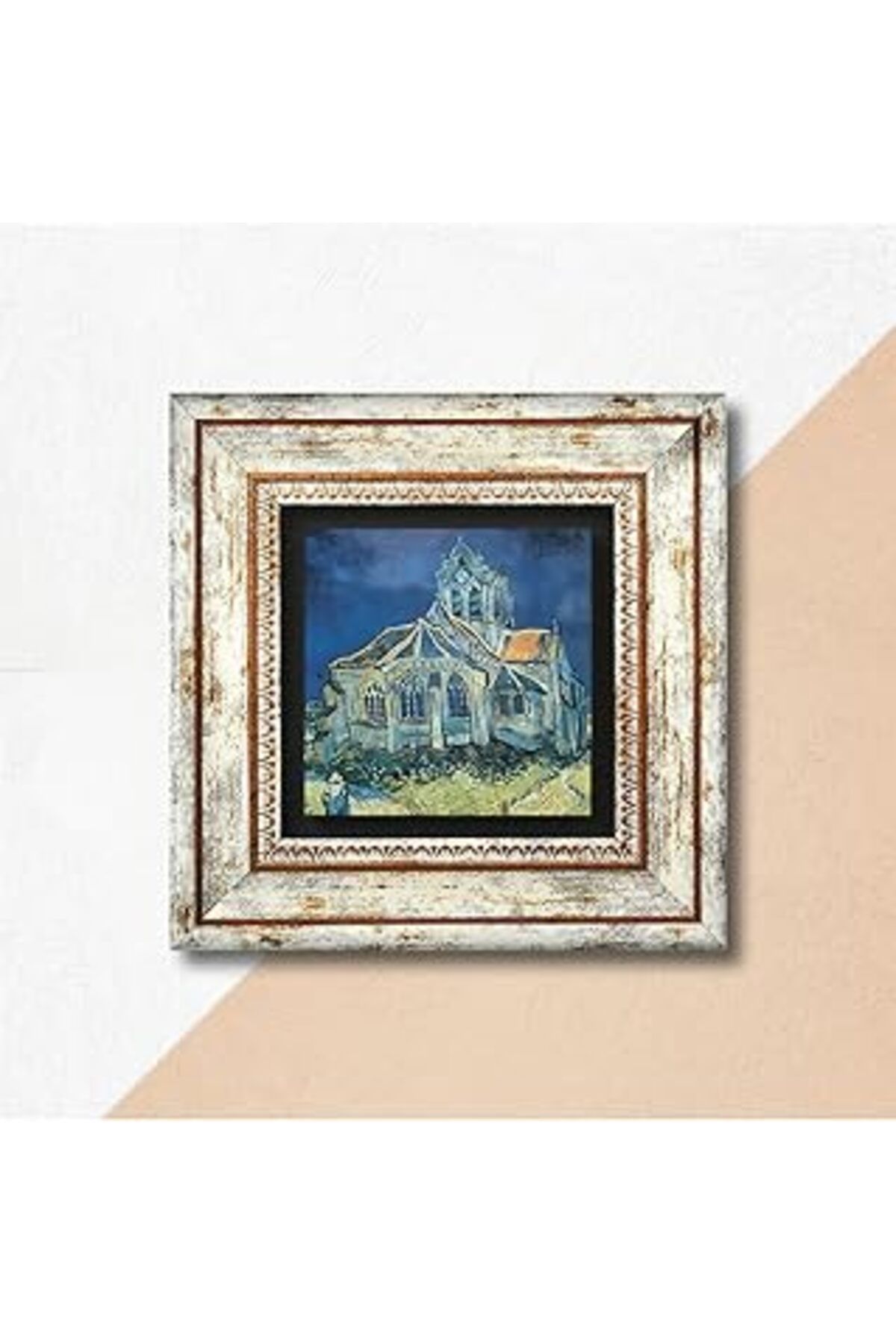 EDALKILIÇ Pione Vincent Van Gogh Auvers'Deki Kilise Taş Duvar Tablosu Çerçeveli Duvar Dekoru Wall Art K1-2