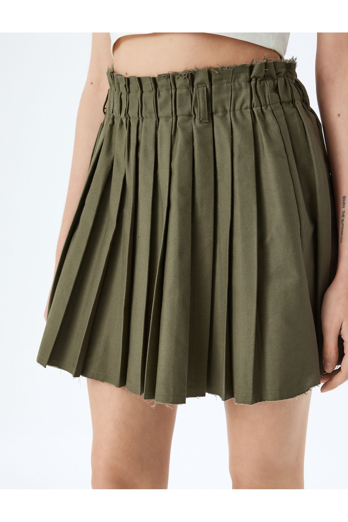 Koton-New Season Elastic Waist Pleated Mini Skirt 5