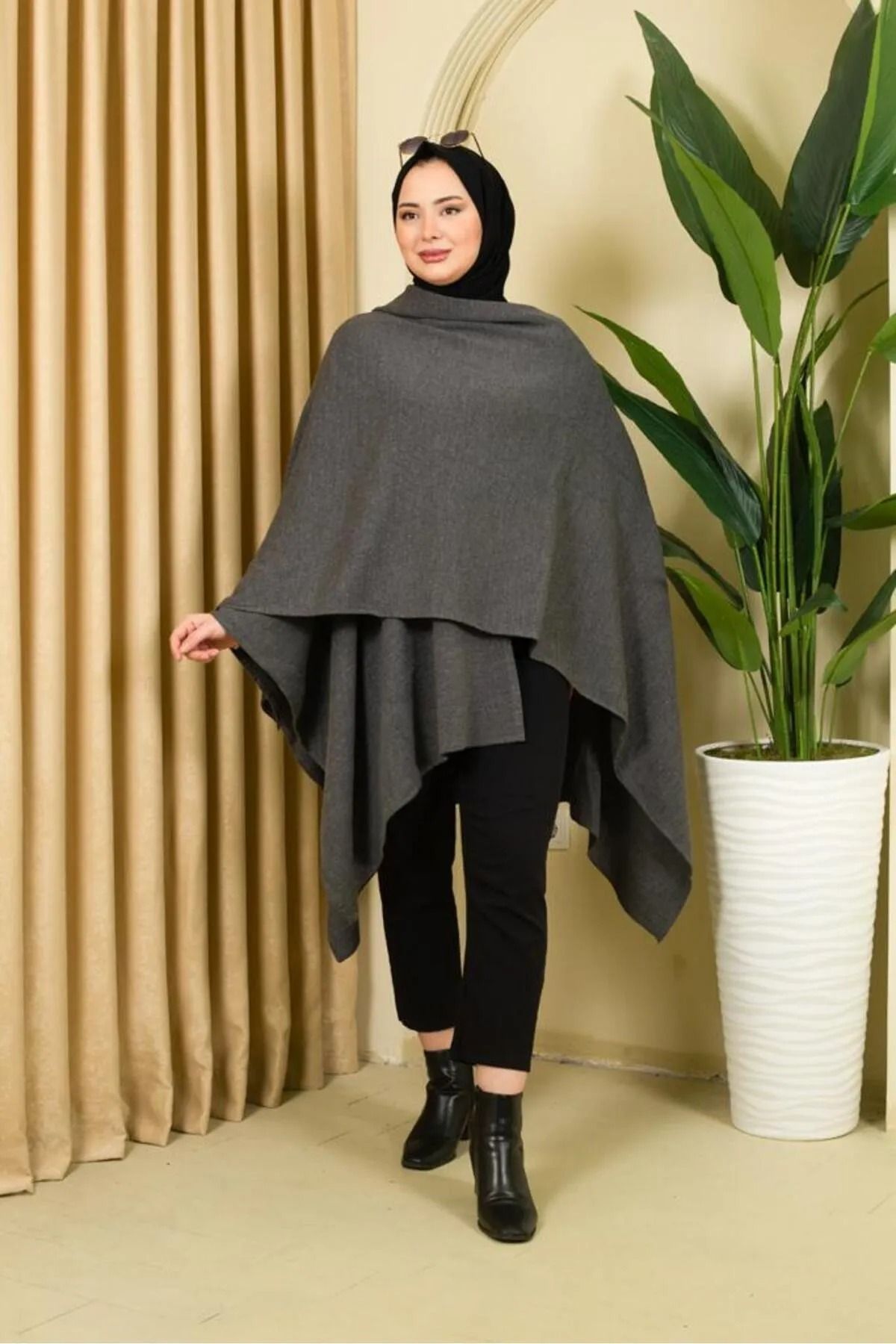 02Lady Fashion-معطف شال نسائي بلون سادة 7