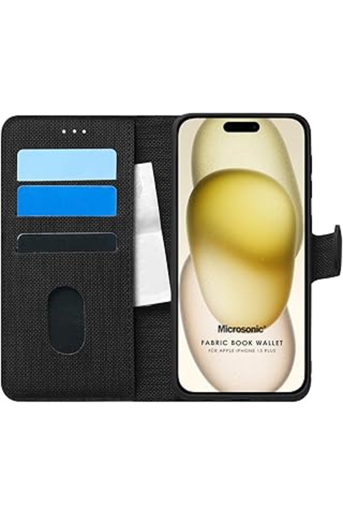 NZM TİCARET Iphone 15 Plus Için Kılıf Fabric Book Wallet Siyah [Iphone 15 Plus Ile Uyumlu Kılı