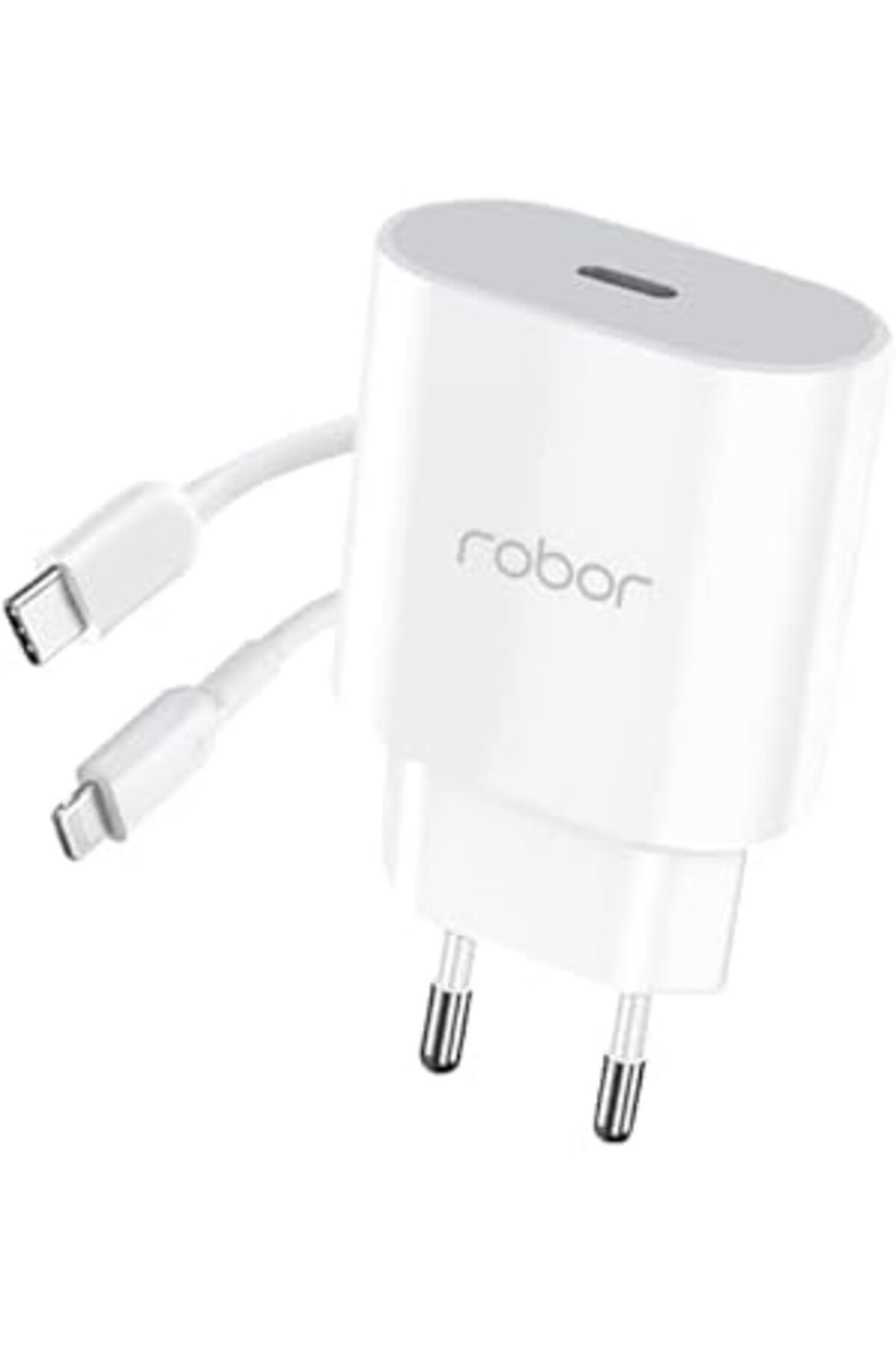 NZM TİCARET Robor Seyahat Şarj Adaptörü Power Series R621 Usb-C Lightning Pd 1 Mt Beyaz