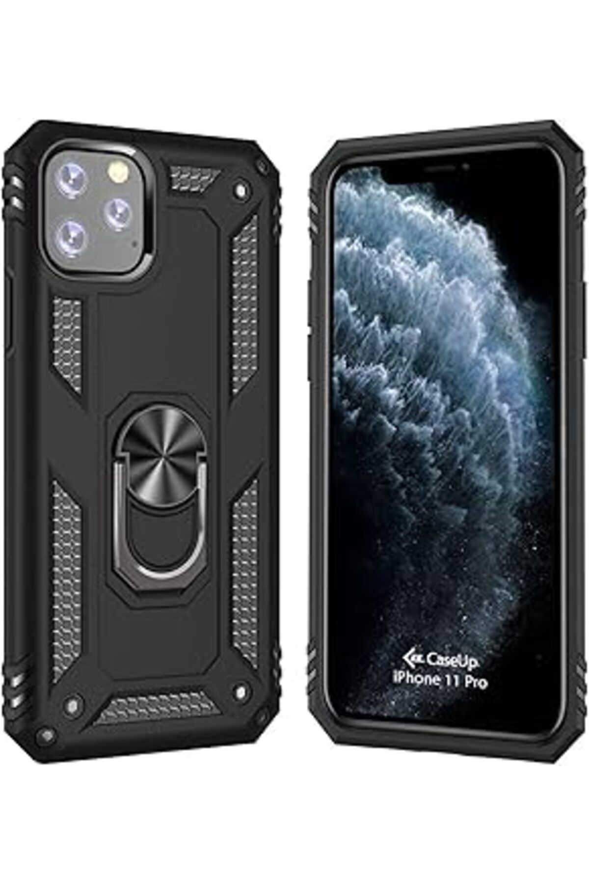 Epatim Caseup Iphone 11 Pro, Caseup Magnetic Ring Uyumlu Kılıf Siyah