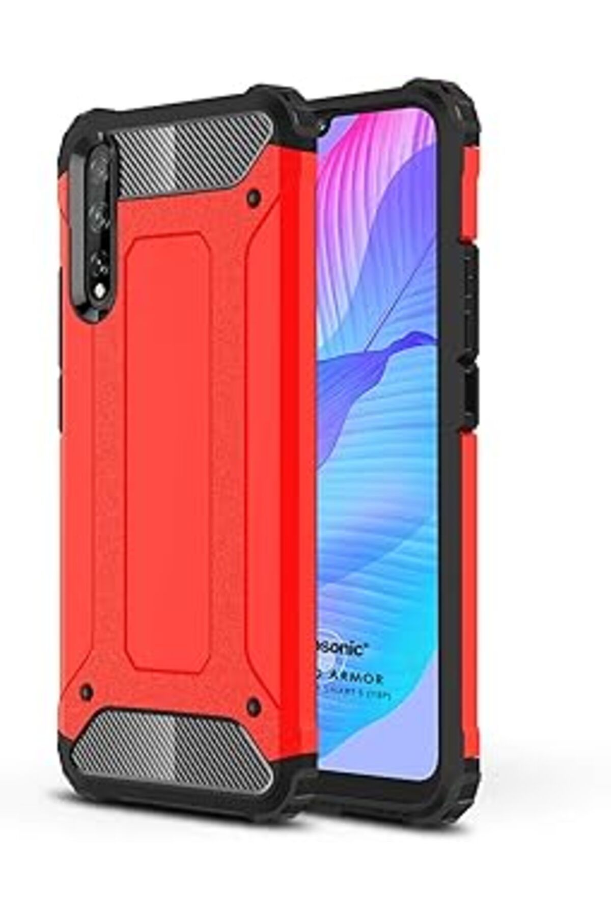 MAGNESİA Huawei P Smart S Için Kılıf Rugged Armor Kırmızı [P Smart S Ile Uyumlu Kılıf - Kırmızı]