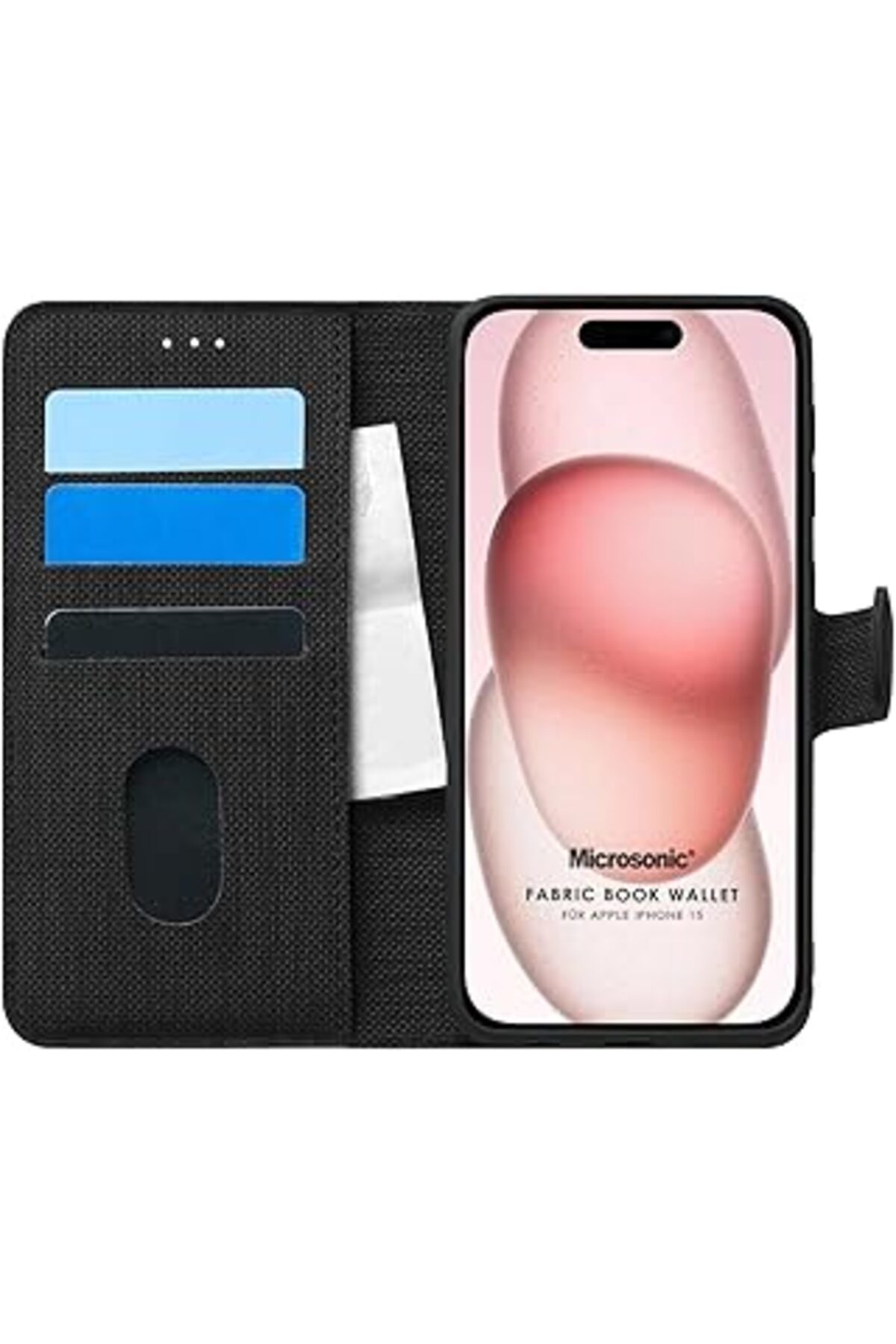 ALKAP Iphone 15 Için Kılıf Fabric Book Wallet Siyah [Iphone 15 Ile Uyumlu Kılıf - Siyah]