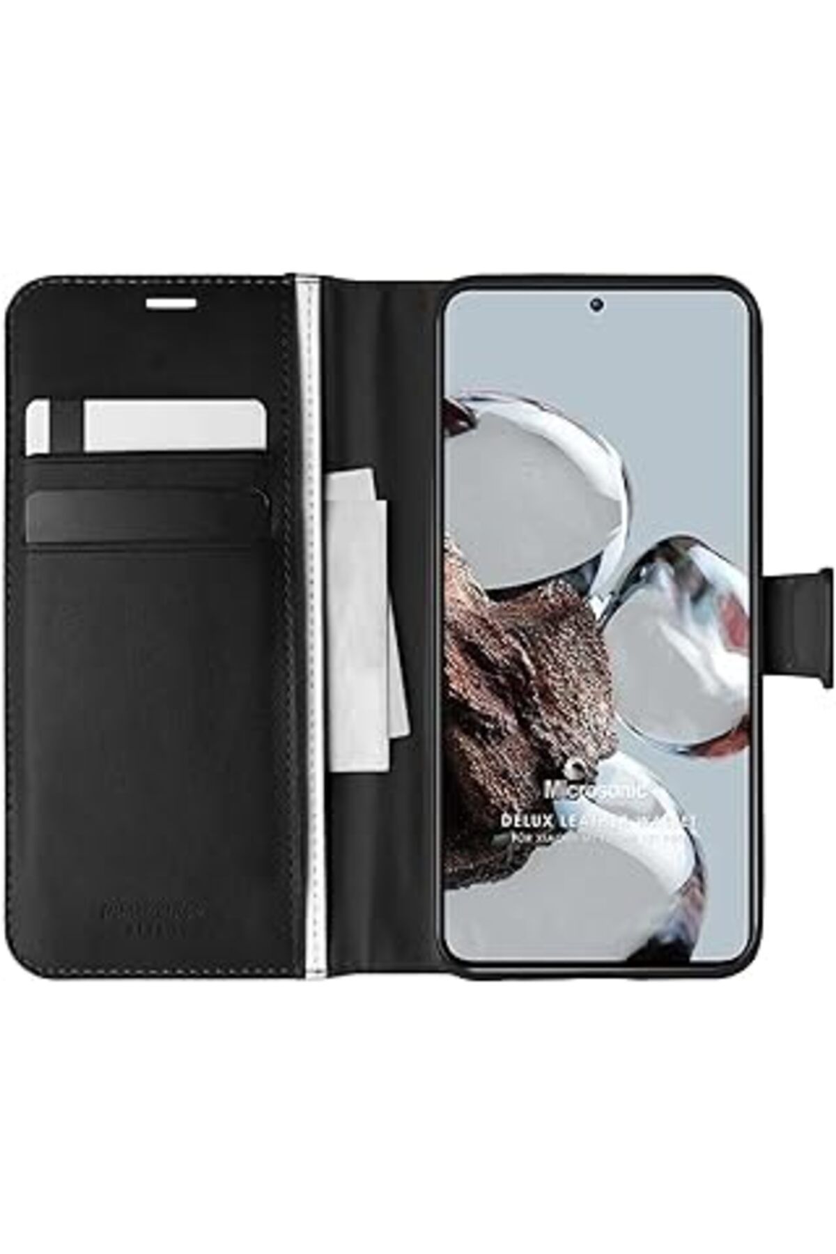 ebadi Mi 12T Pro Için Kılıf Delux Leather Wallet Siyah [Mi 12T Pro Ile Uyumlu Kılıf - S