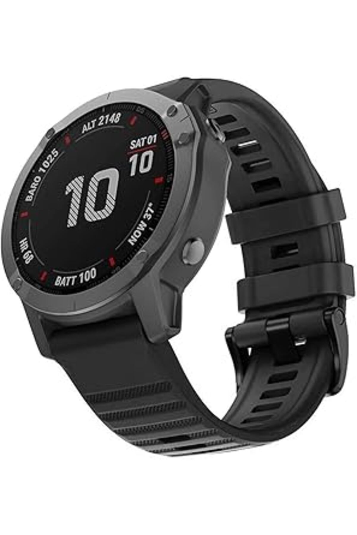 ShopZum Garmin Fenix 7X Sapphire Solar Için Kordon Quick Fit Strap Band Siyah