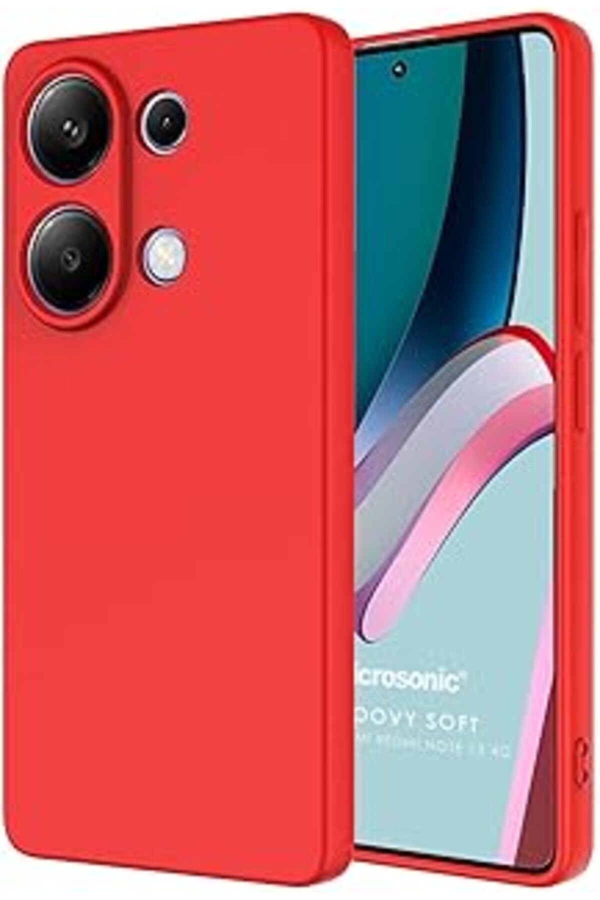 NZM TİCARET Mi Redmi Note 13 4G Için Kılıf Groovy Soft Kırmızı [Redmi Note 13 4G Ile Uyumlu Kılı