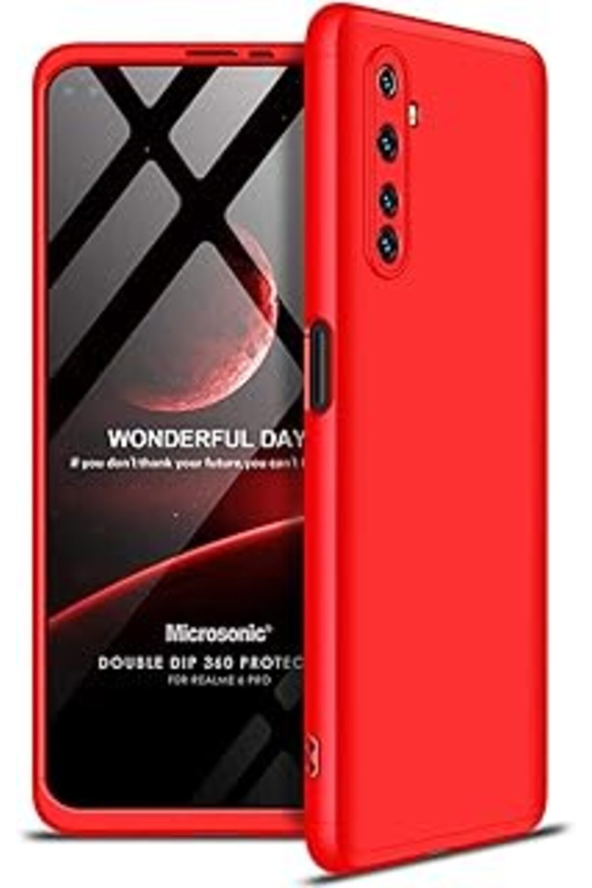 NZM TİCARET Me 6 Pro Için Kılıf Double Dip 360 Protective Kırmızı [Me 6 Pro Ile Uyumlu Kılıf