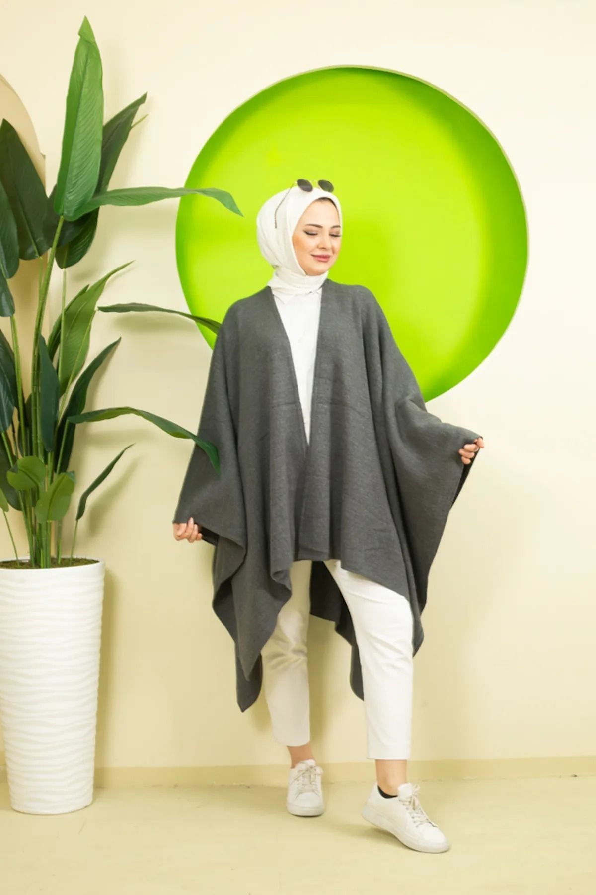 02Lady Fashion-معطف شال نسائي بلون سادة 2