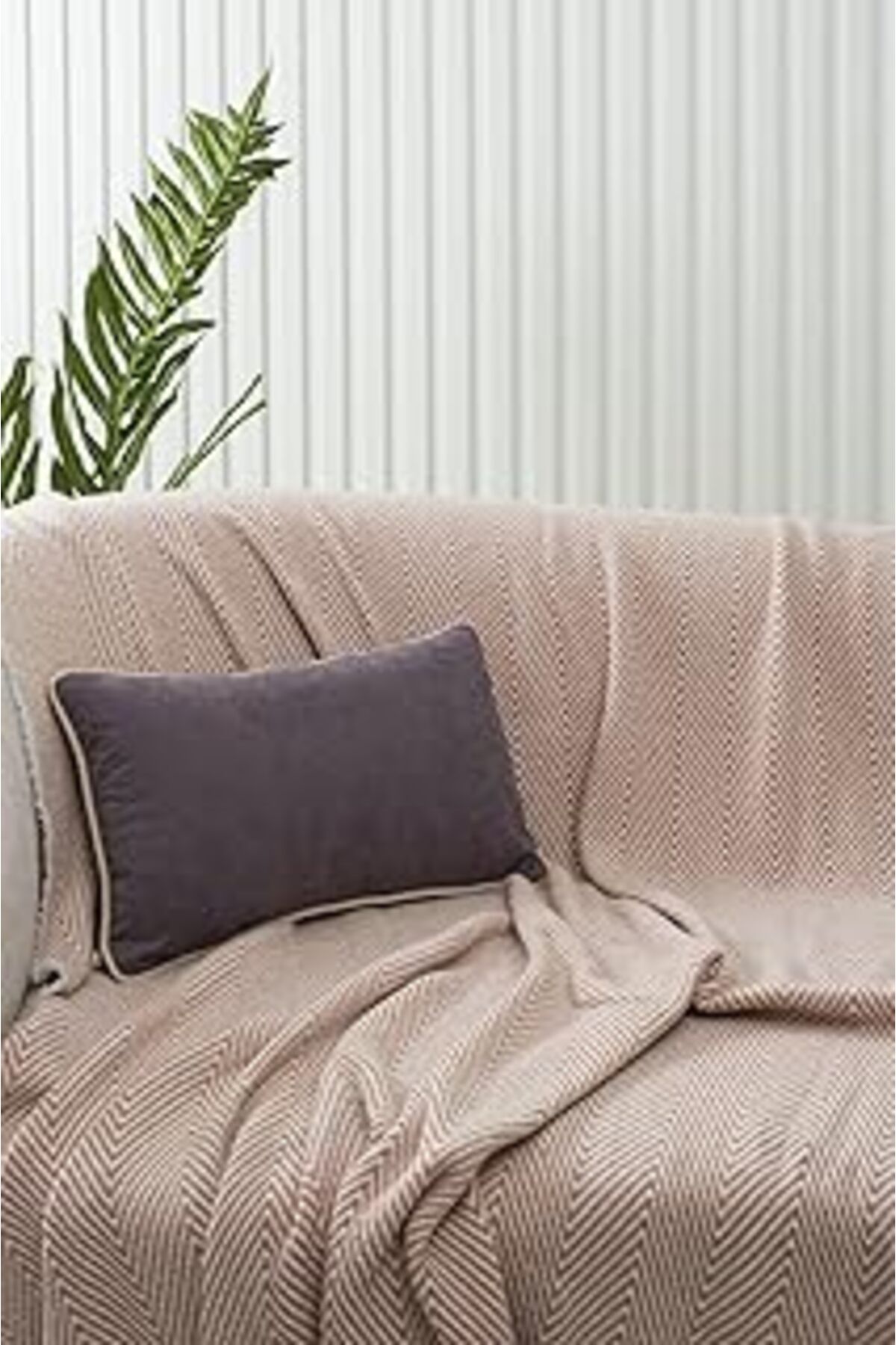 ShopZum Özsay Home Gri Panorama Krem Biyeli Kırlent Kılıfı 3 Farklı Biye Seçeneğiyle, 45 X 45, O220008945451