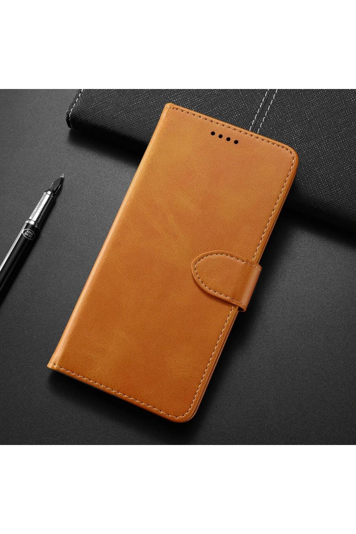 Skygo XİAOMİ REDMİ 10 (2022) KARTLIKLI CÜZDAN KILIF (DELUXE WALLET CASE)  KAHVERENGİ