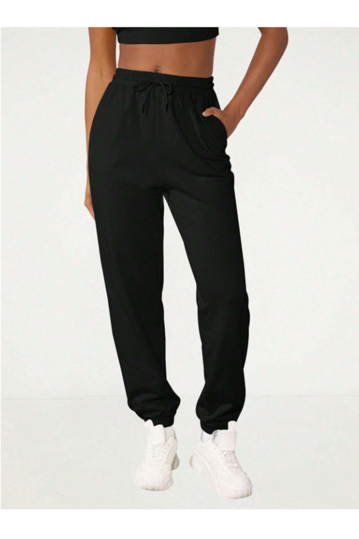 CAONNES-High Waist Relaxfit Jogger Sweatpants - 2 Thread Knitted Fabric Chafing Pants 4