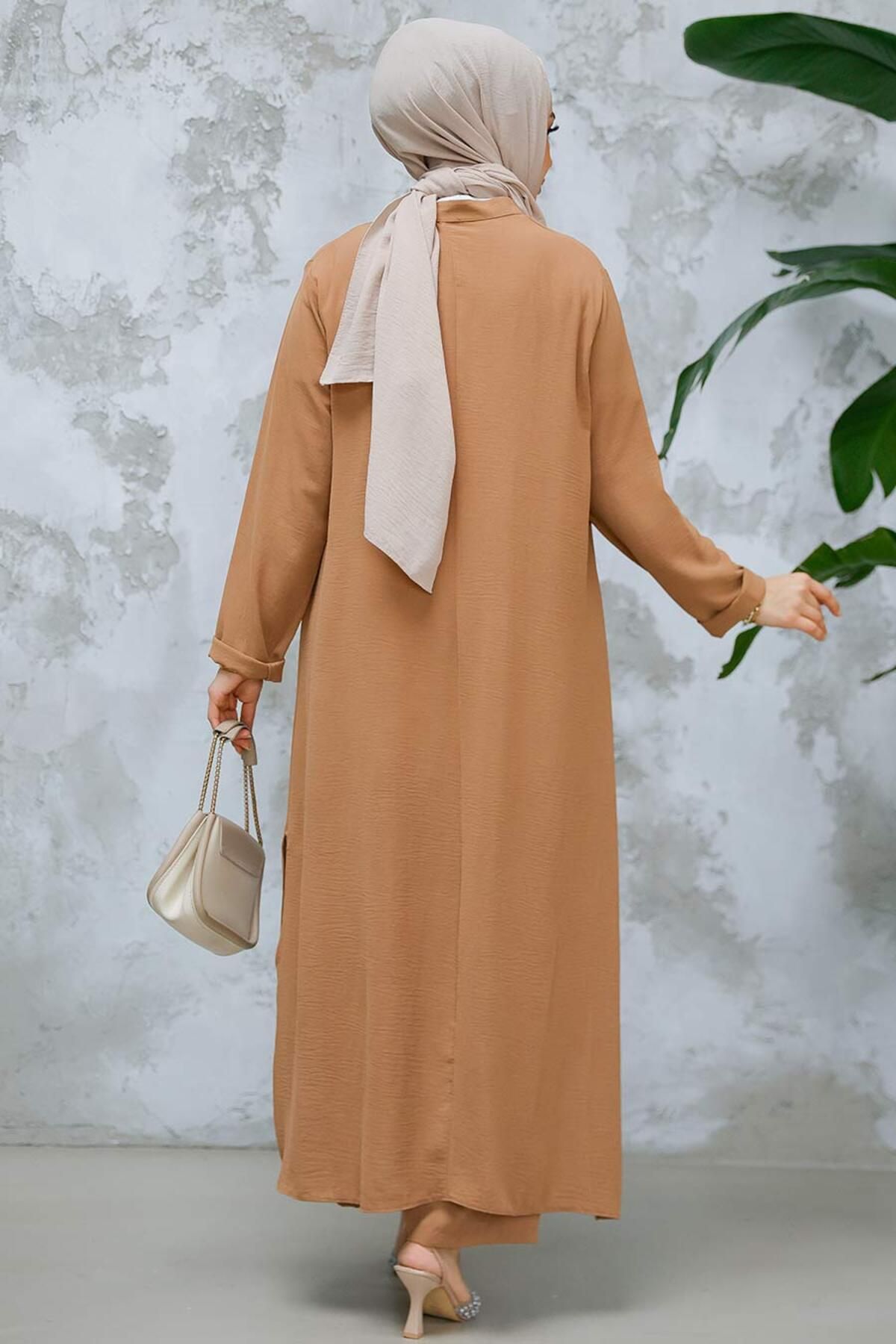 Neva Style-Long Back Camel Hijab Double Suit 10102C 4