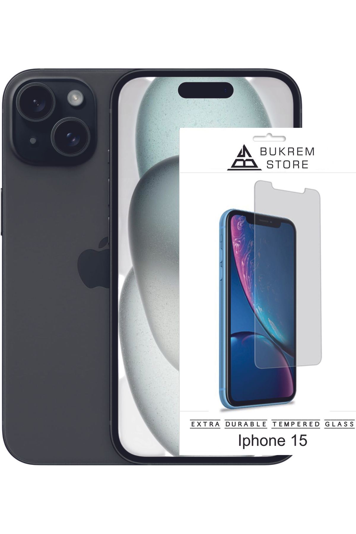 Store iPhone 15 Uyumlu Tam Kaplayan Şeffaf Kırılmaz Temperli Cam Ekran Koruyucu | Üstün Koruma!