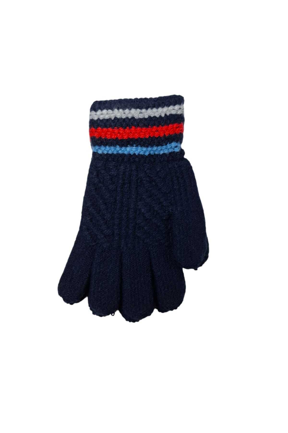 Kitti Spteks Kitti 4-8 Yaş Erkek Çocuk Lacivert Renk Çizgili Örme Eldiven fotoğrafı 2 (önizleme)