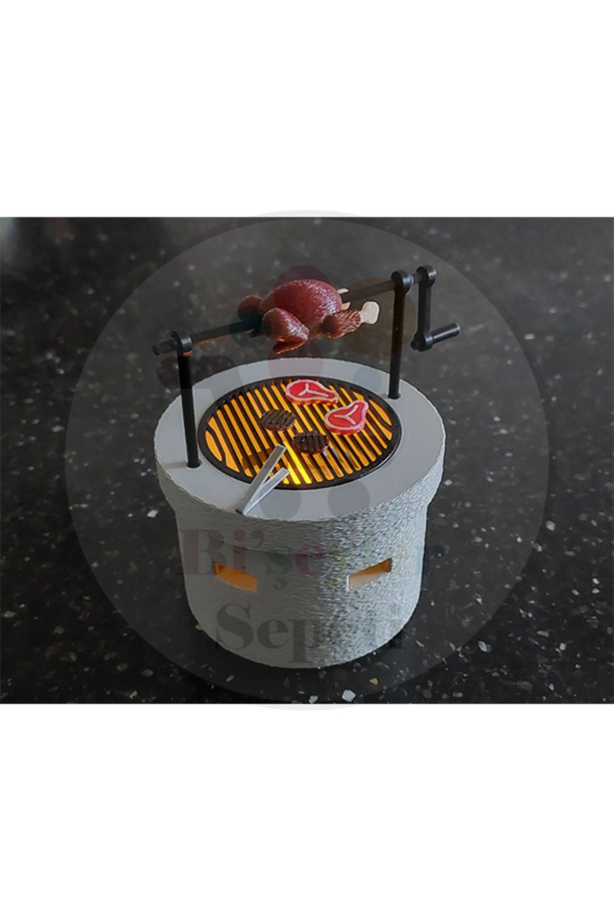 Bi'şeyler Sepeti Taş Kuyu Izgara BBQ Led Mumluk İçeren Figür Stone Fire Pit BBQ LED Light Holder