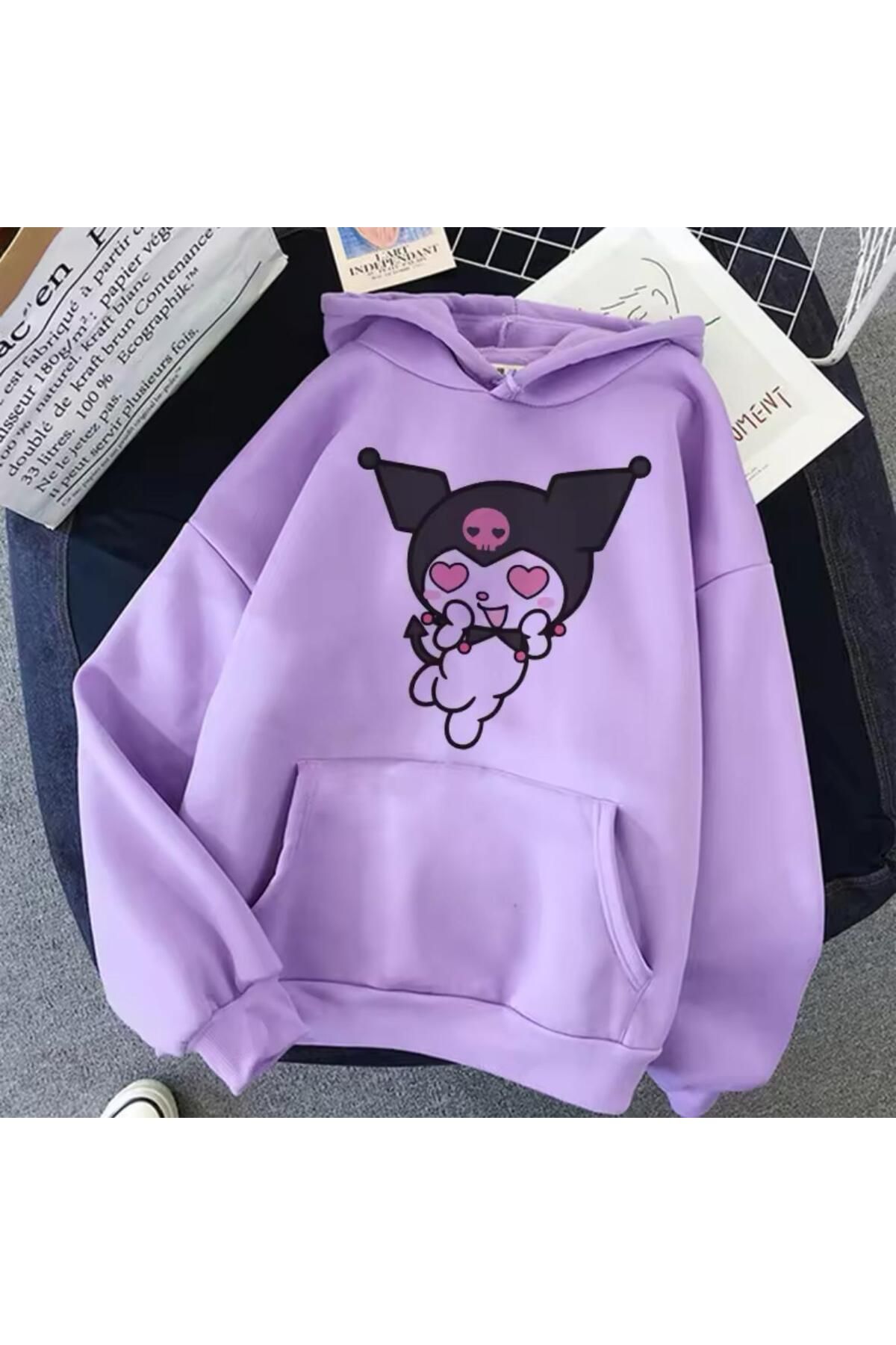 Aesthia Happy Kuromi Baskılı Kapüşonlu Sweatshirt