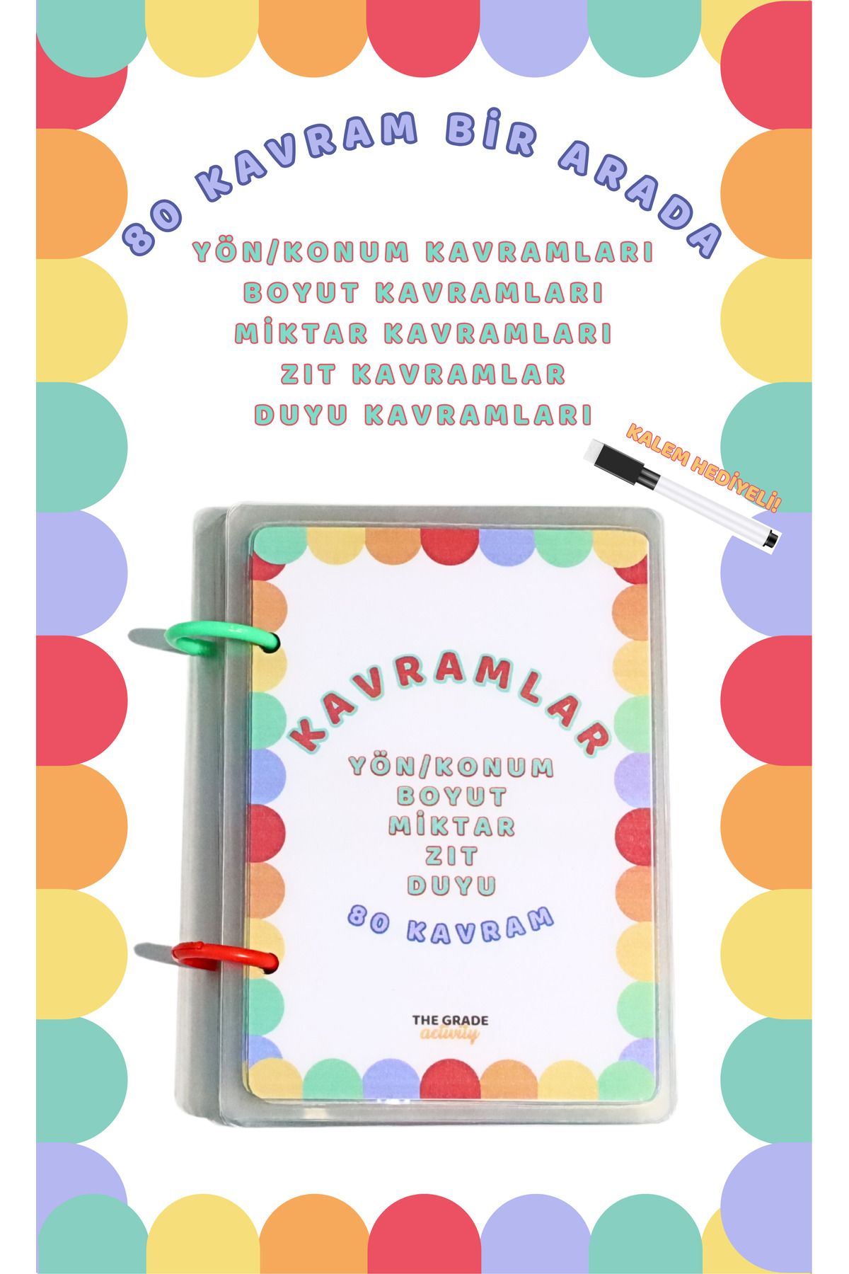 The Grade 2-6 Yaş Yaz-Sil Kavramları öğreniyorum (80 kavram) Eğlenceli Ve Eğitici Set (12,5 Cm X 10,5 Cm Ölçü)