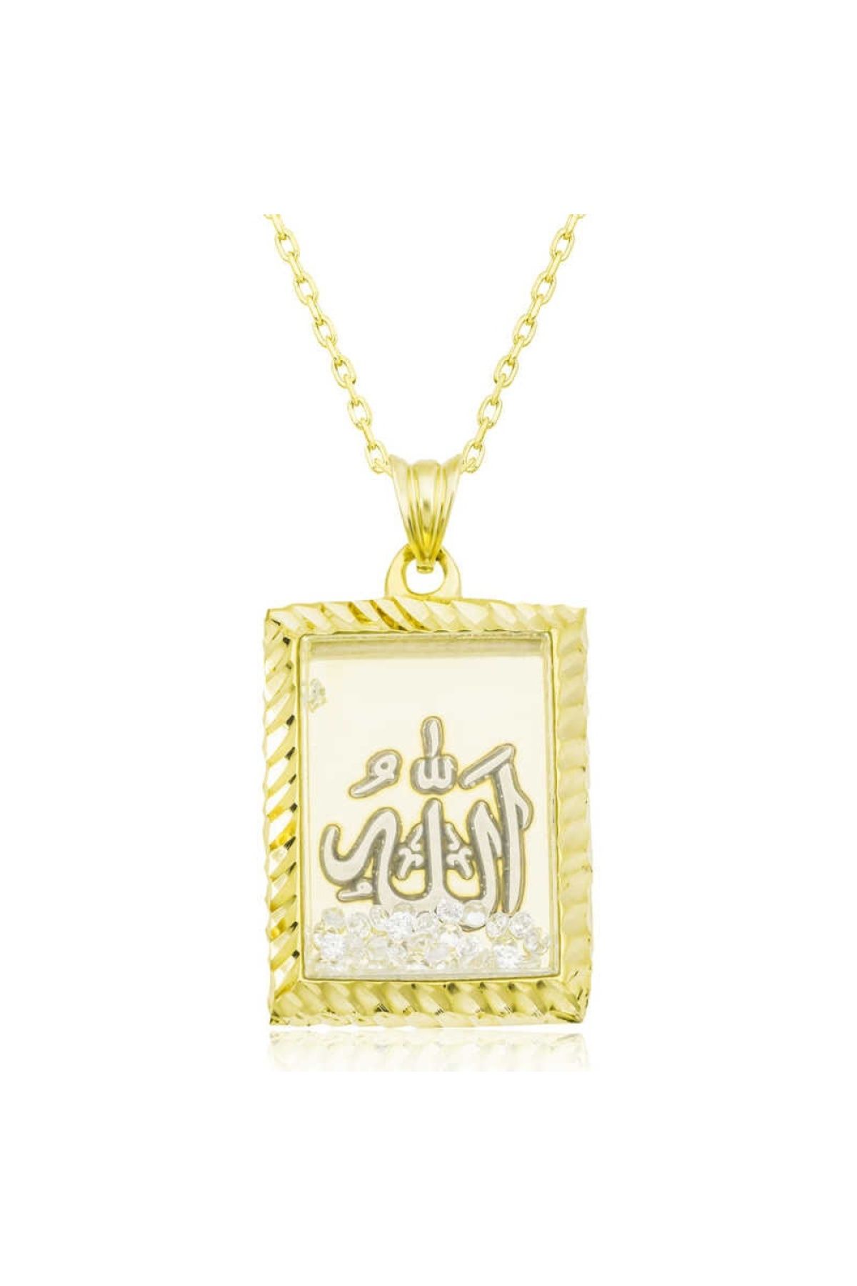 Anatolia Gümüş Gümüş Gold Allah Yazılı Kadın Kolye