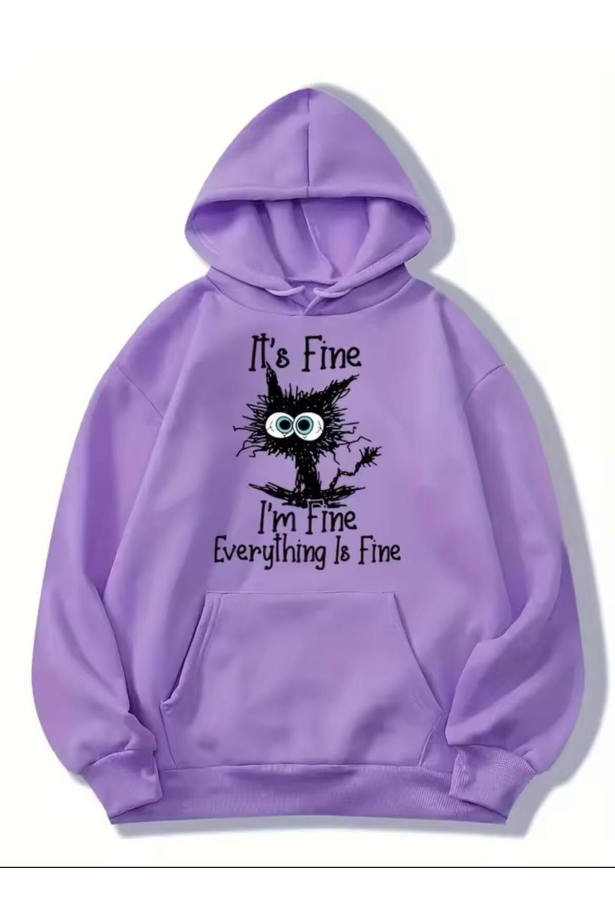 Aesthia It's Fine Baskılı Kapüşonlu Sweatshirt